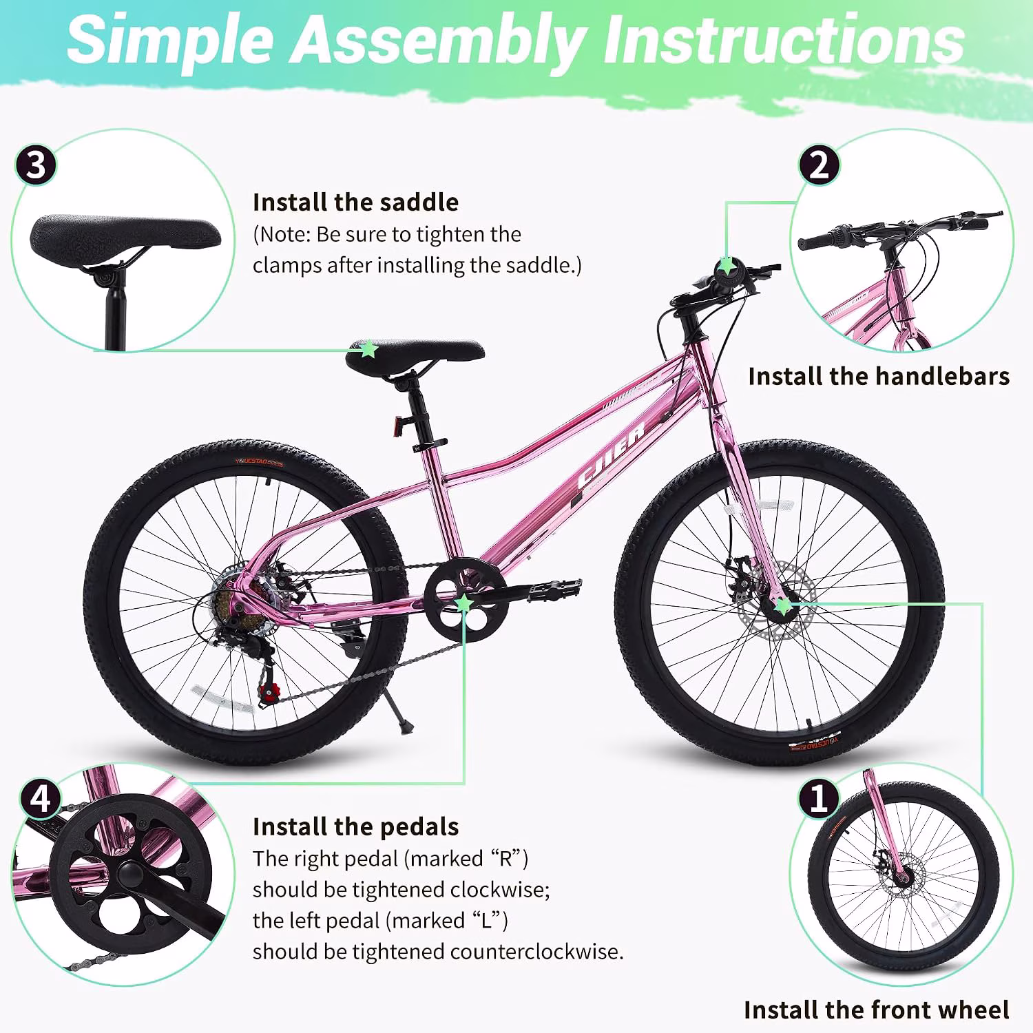 Akaber Kids Bike for Girls 6-11, 20 Inch Mountain Bike for Kids with High Carbon Steel, Dual Disc Brakes and Kickstand - Image 4