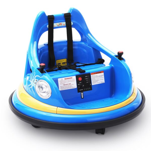 Alpha Joy Bumper Car Ride on Toy for Kids 12V Electric Car w/Remote Control, LED Lights, Bluetooth Music, 360° Spin, Battery Powered Car in 2 MPH with Stickers for Ages 3-8, Blue