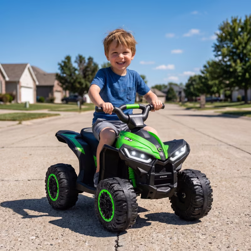 Alvantor 12V Kids ATV Ride-On with Music & Headlights, Green, Ages 3 - Image 4