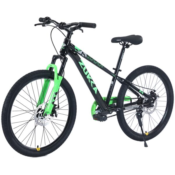 Alvantor 24" Kids Mountain Bike, Steel Frame, Disc Brakes, Ages 9-12, Blackish Green
