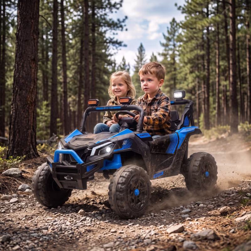 Alvantor Ride on Toys 24V 2 Seater Kids UTV Truck with Remote & Dual Motors, 47.6"x31.1"x30.3" Blue - Image 4