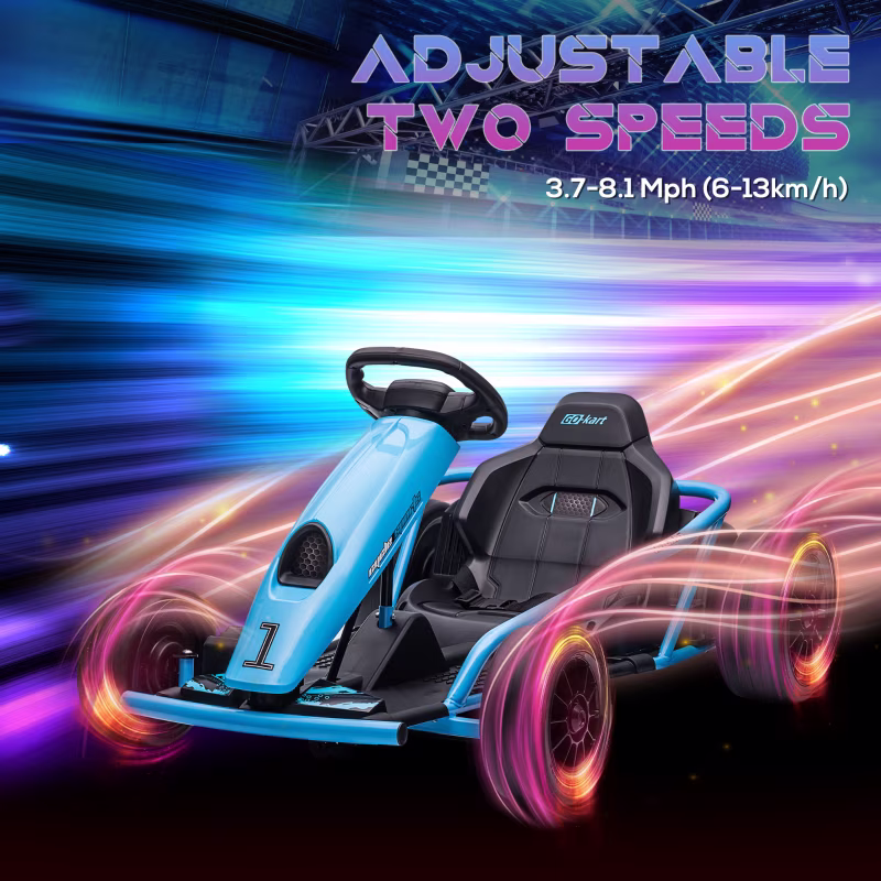 Alvantor Ride on Toys 24V Drift Go Kart for Kids 8-12 with 2 Speeds, 45.25"x30.25"x21.25" Blue - Image 5