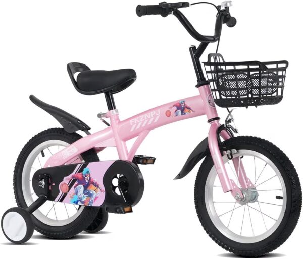 Ambifirner 16" Urban Bike with Training Wheels & Basket Pink Bikes