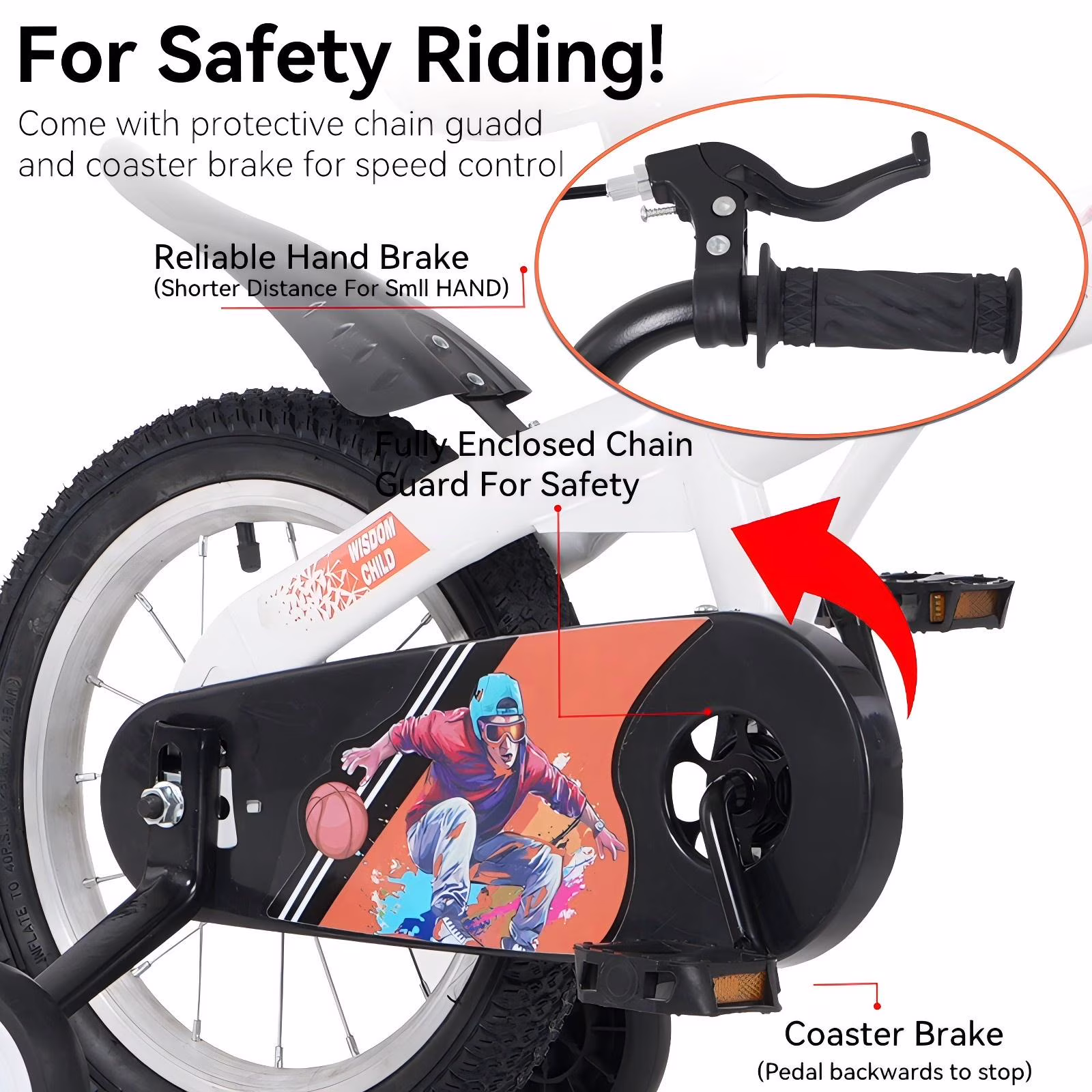 Ambifirner 18” City Bike with Training Wheels Steel Frame Adjustable V-Brake - Image 4
