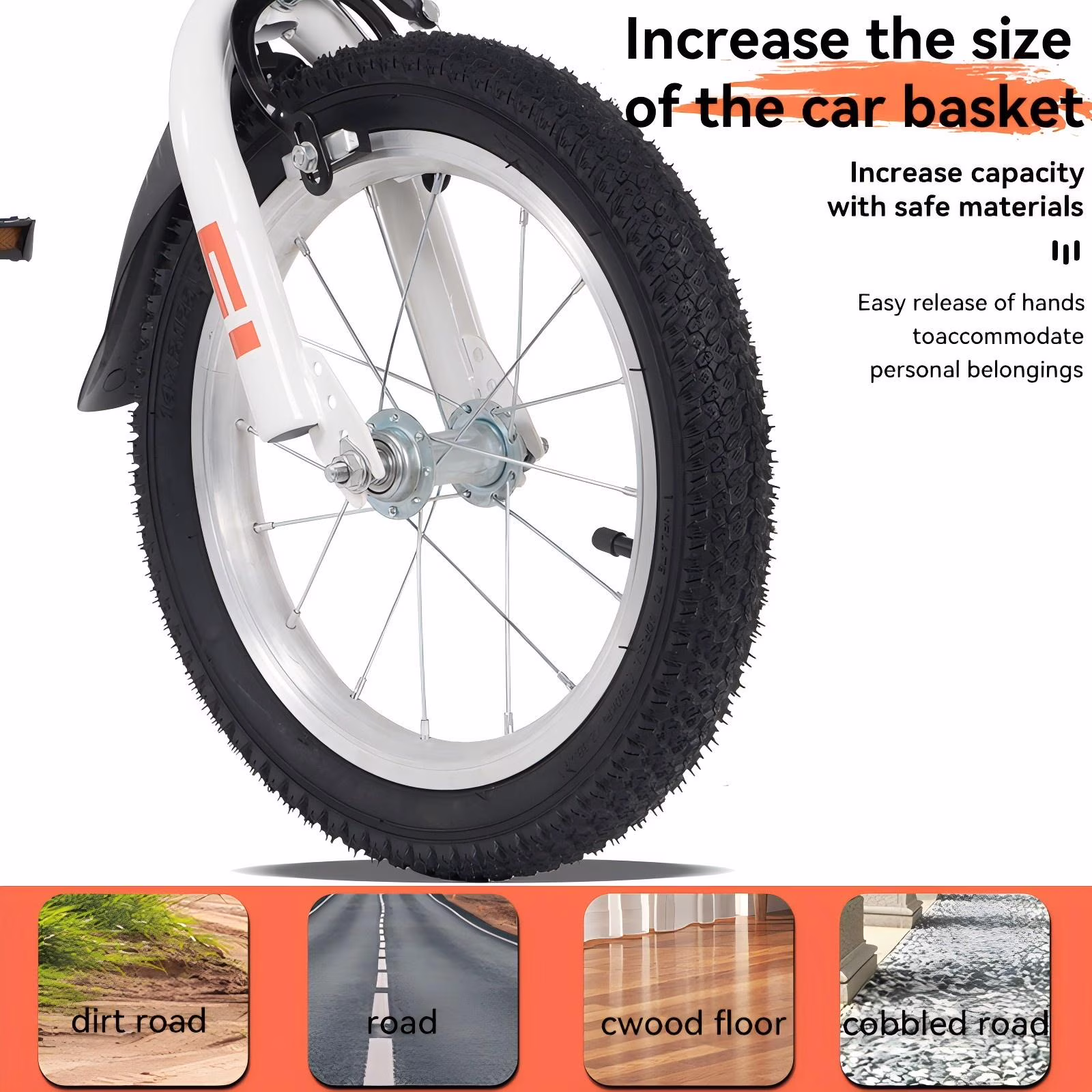Ambifirner 18” City Bike with Training Wheels Steel Frame Adjustable V-Brake - Image 5