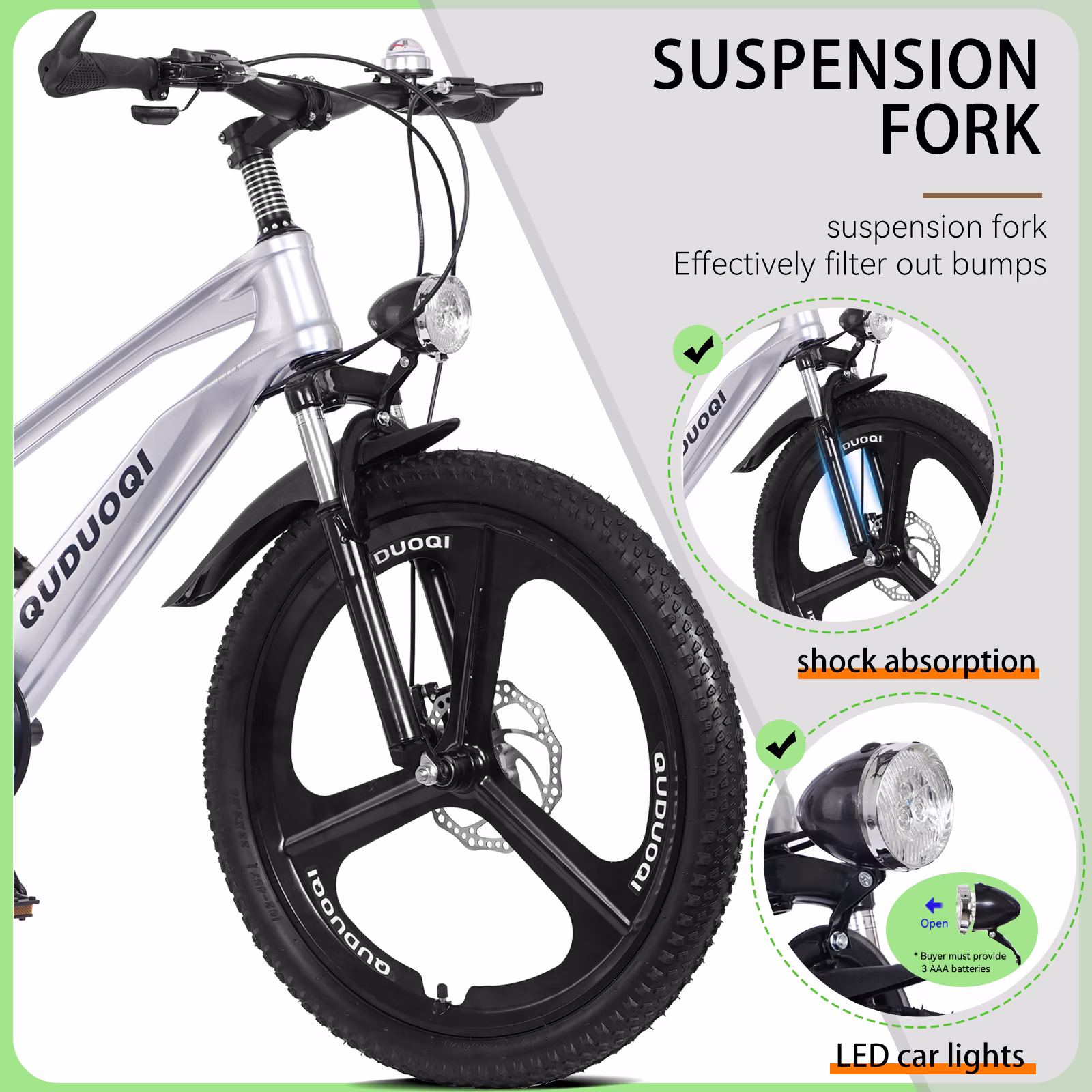 Ambifirner 20 inch bicycles: Kids mountain bike for Boys 8-12,7 Speed Kids Bicycles with Suspension Fork, Child Bike | Kids Bicycles, Easy Ride - Image 4