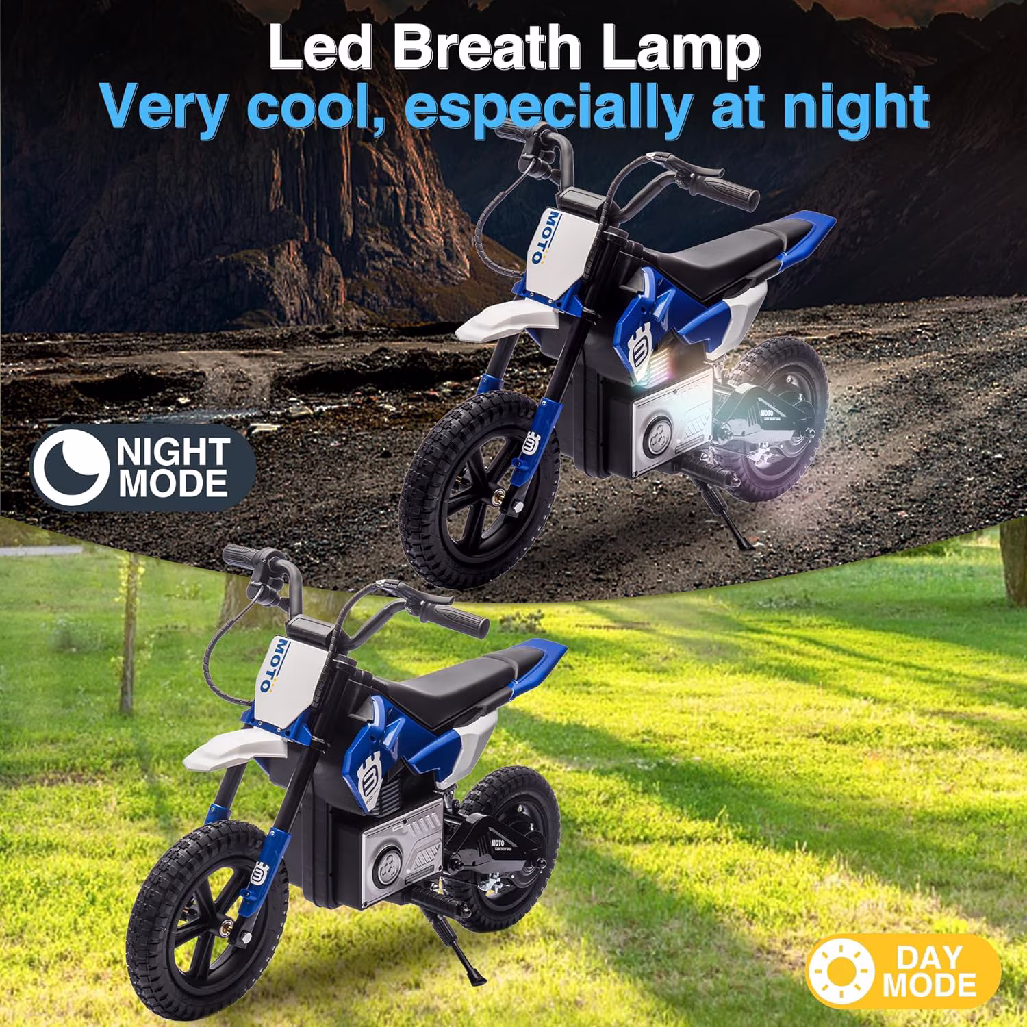 Ambifirner 24V Kids Ride On Electric Toy Motocross Motorcycle, 200W High-Speed Hub Motor, LED Lights & Power Display, Rear Shock Absorber, Bluetooth Music, Up to 9.32 MPH - Image 3