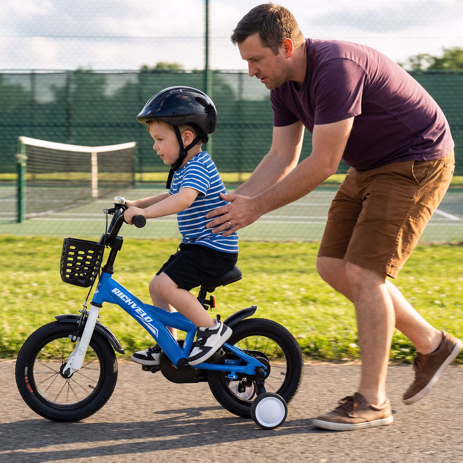 Ambifirner Kids BMX Bikes with Training Wheels, 12 inch Kids Bicycles Fits Height 33-43inch Boys Child with V-Brake, Coaster Brake Basket Levers & Front Rear Pedals,Blue - Image 3