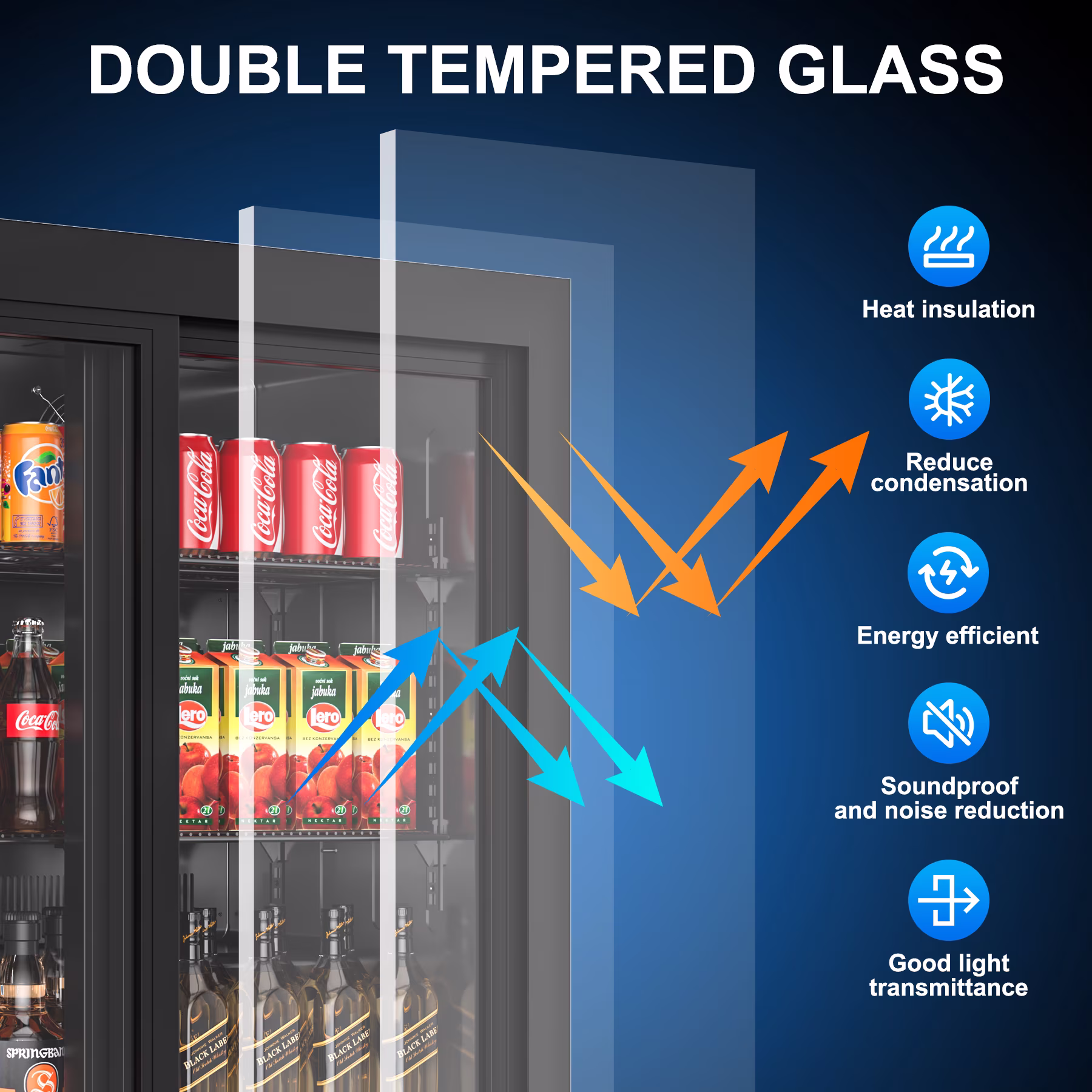 Amerikit Back Bar Cooler with 2 Glass Sliding Doors, 7.8 cu.ft Under Counter Height Beverage Refrigerator for Beer, Wine, Soda, Drinks, ETL Approved - Image 3