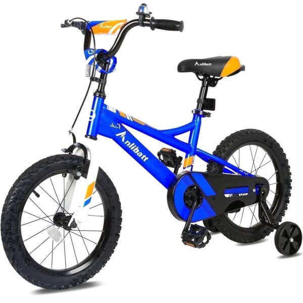 Anlibatt Kids Bike Boy Bicycle 16 inch for Children Age 4-6 Years Old Height 38-48 in Toddler Cycling Dual Hand Brakes Blue Sport Bikes