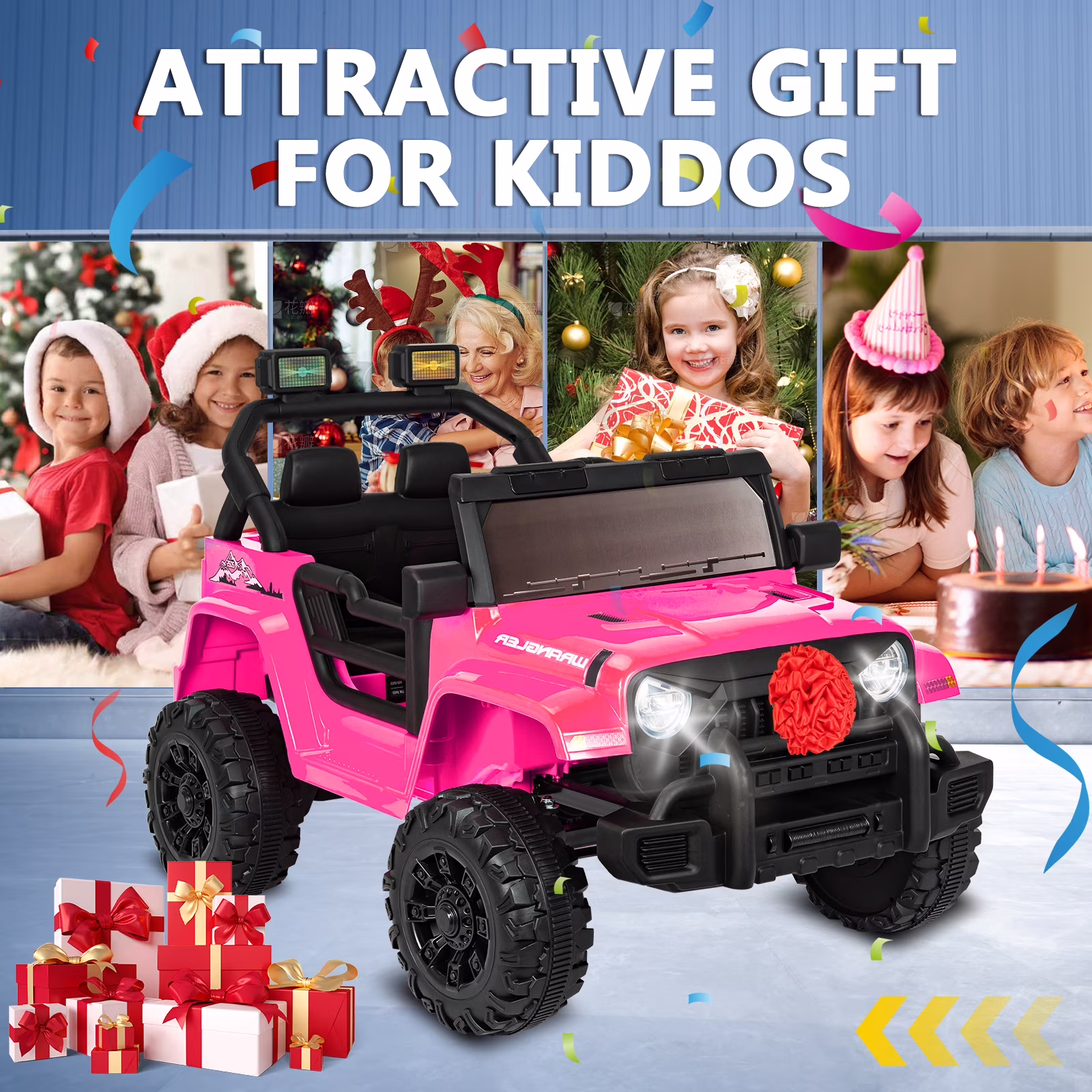 ANPOO 12V Kids Powered Ride on Truck Car with Parent Remote Control, Electric Battery Powered Ride on Toys w/ 3-Speed, Suspension, LED Lights, Music, Bluetooth, MP3 - Image 3