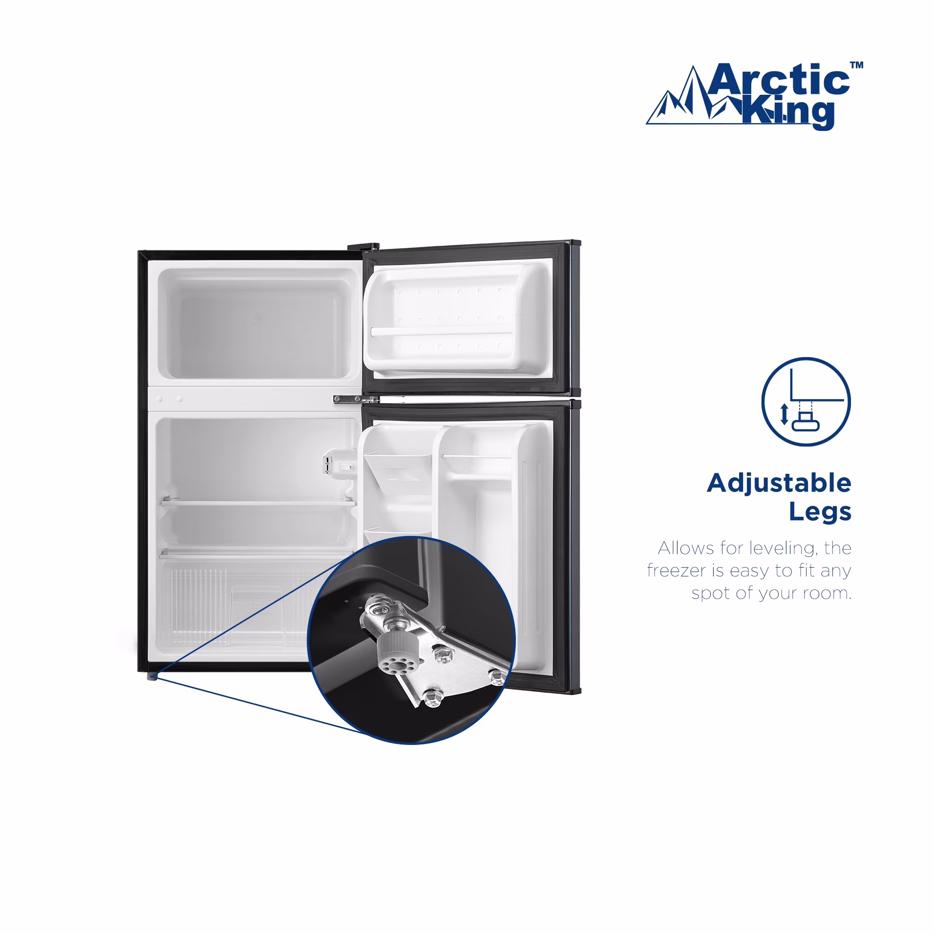 Arctic King 3.2 Cu Ft Two Door Mini Fridge With Freezer Stainless Steel - Energy star certified, compact and efficient for dorms, offices, and small spaces - Image 3
