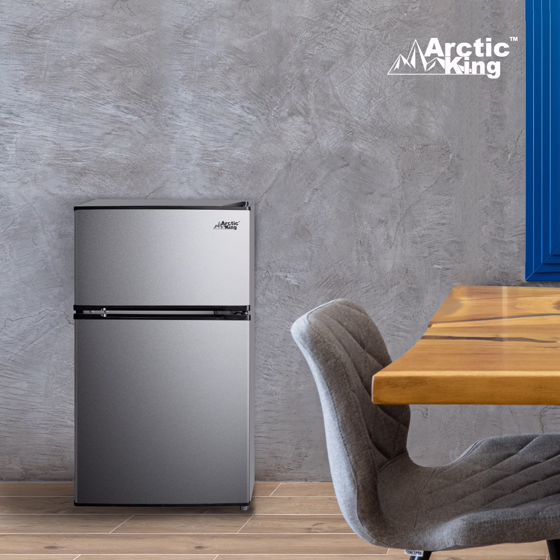 Arctic King 3.2 Cu Ft Two Door Mini Fridge With Freezer Stainless Steel - Energy star certified, compact and efficient for dorms, offices, and small spaces - Image 2