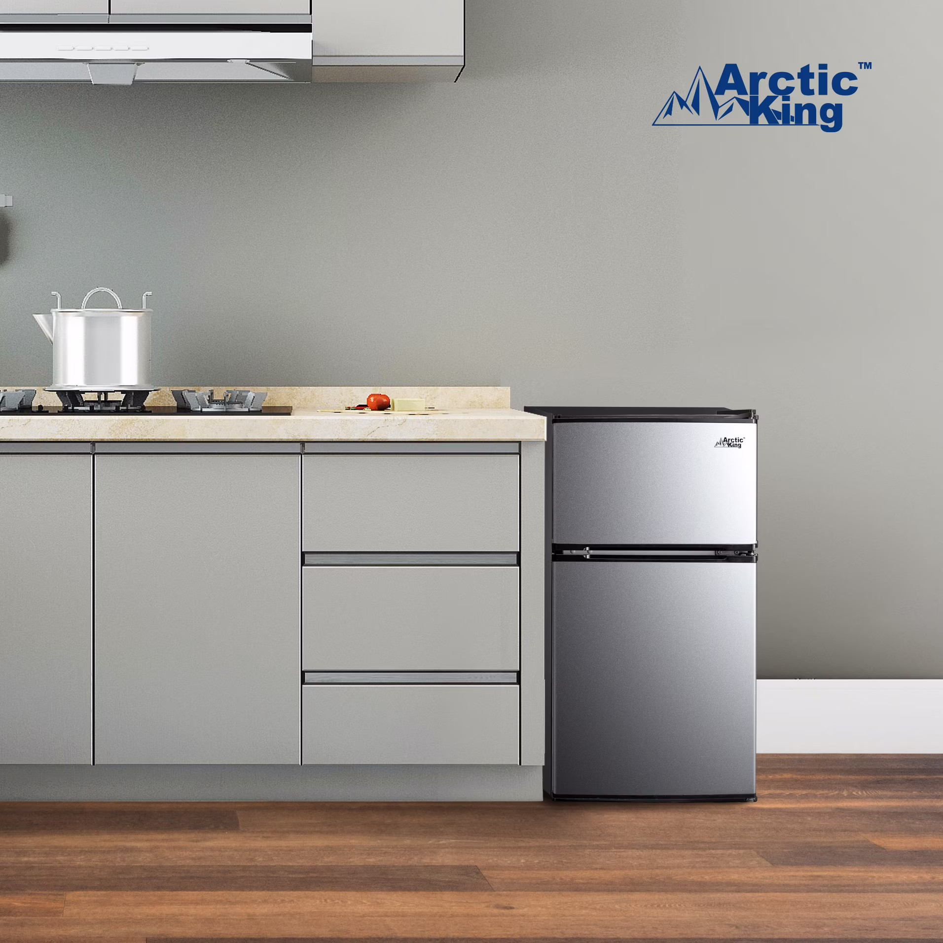 Arctic King 3.2 Cu Ft Two Door Mini Fridge With Freezer Stainless Steel - Energy star certified, compact and efficient for dorms, offices, and small spaces - Image 5