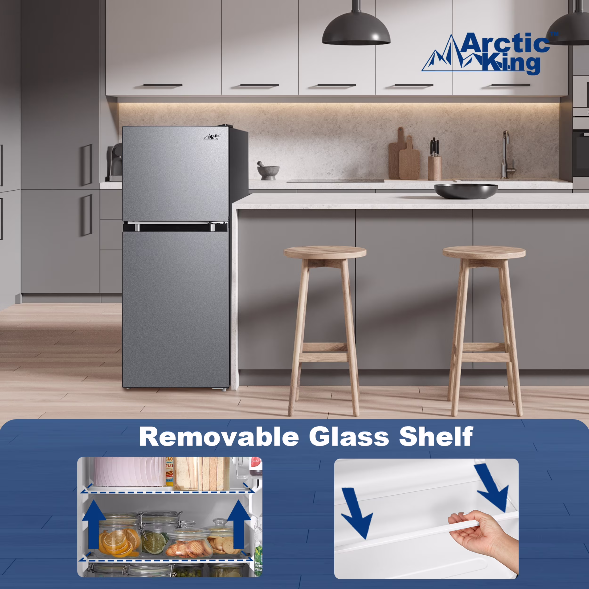 Arctic King 4.5 Cu Ft Two-Door Compact Refrigerator, Stainless Steel Look - Image 5