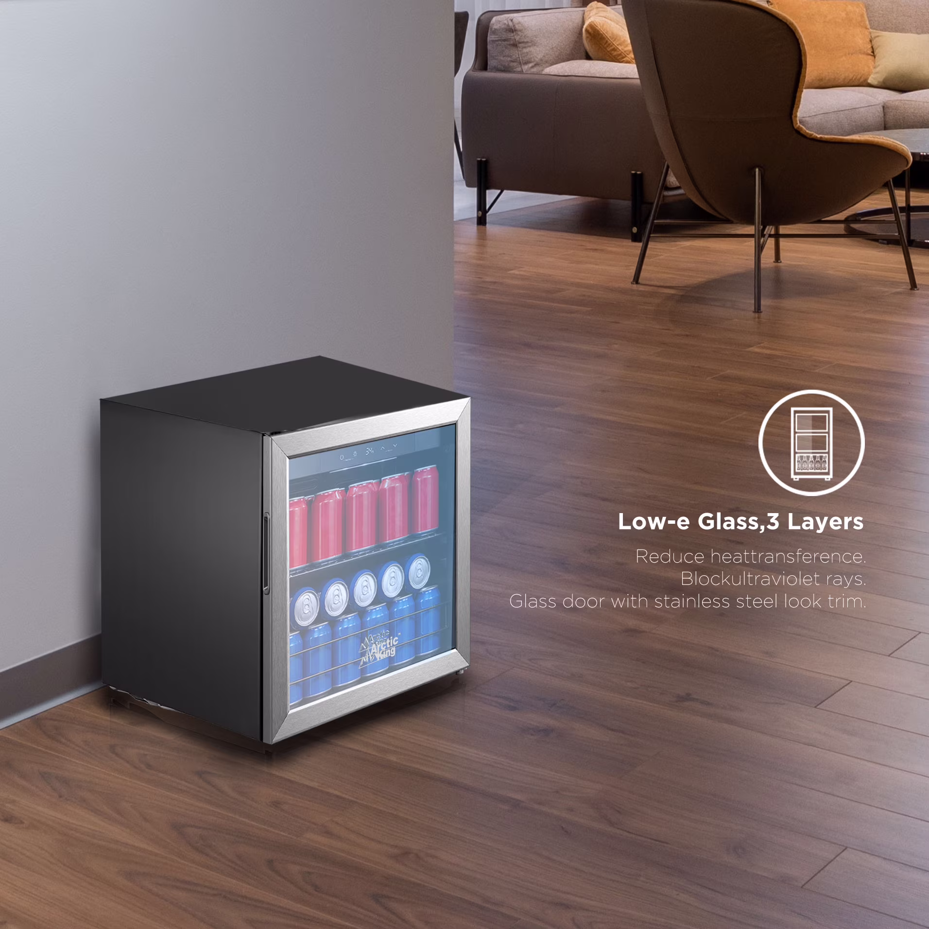 Arctic King 48-Can Stainless Steel Beverage Fridge & Cooler with Electrical Control, ARV48B1AST - Image 4