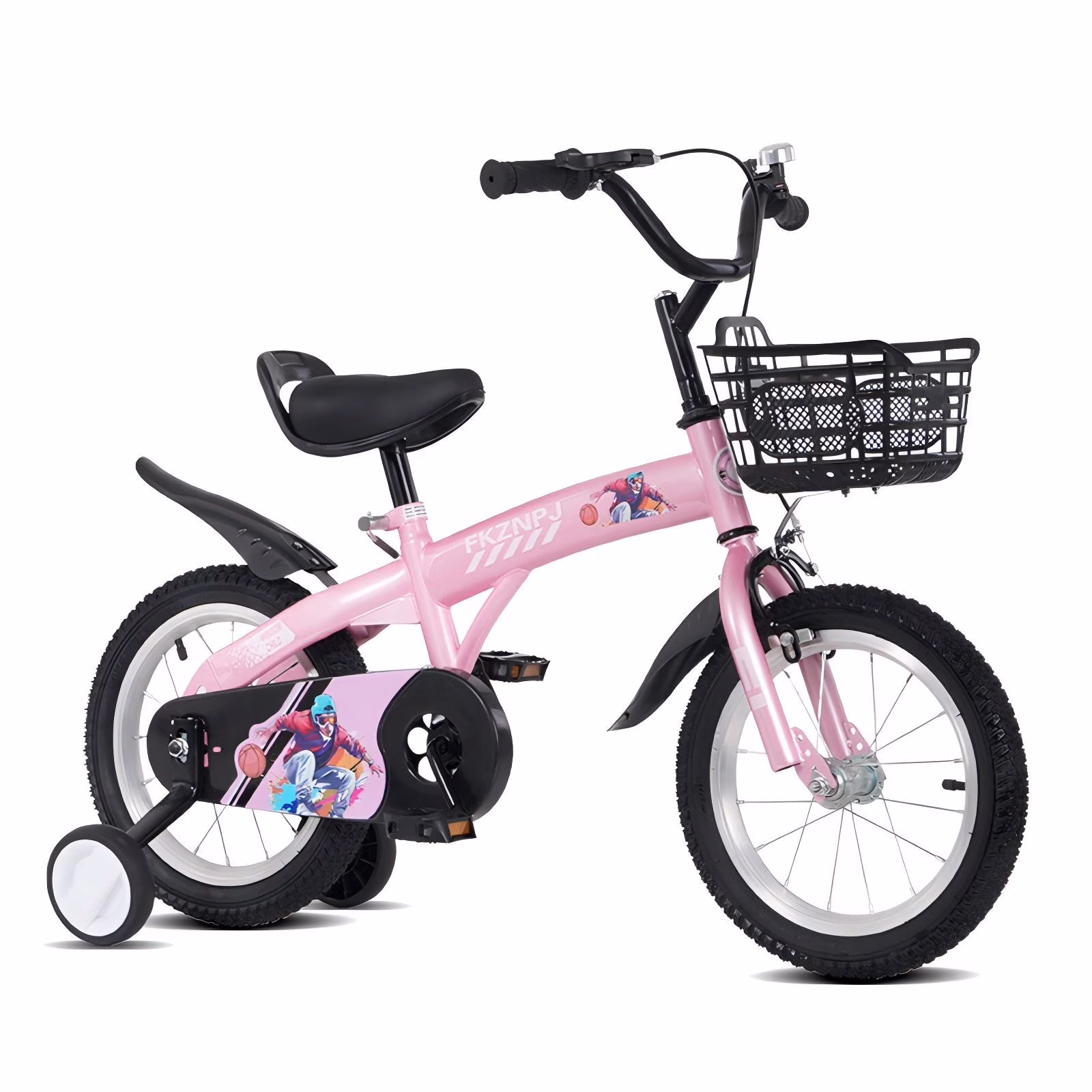 16 Inch Sporty Kids Bike With Training Wheels And Stand Adjustable Saddle Suitable For Boys And Girls Aged 4-8 Years Tall Height 41-53 Inches - Image 4