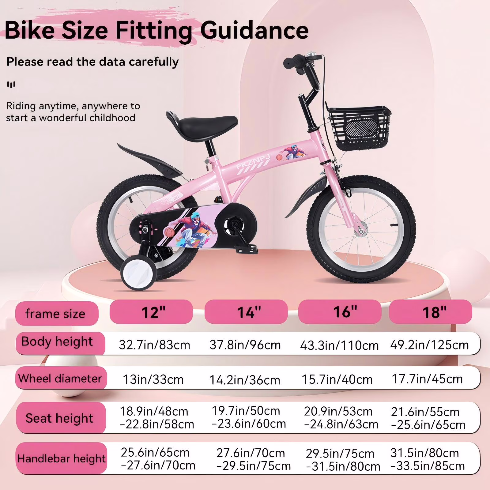 16 Inch Sporty Kids Bike With Training Wheels And Stand Adjustable Saddle Suitable For Boys And Girls Aged 4-8 Years Tall Height 41-53 Inches - Image 5