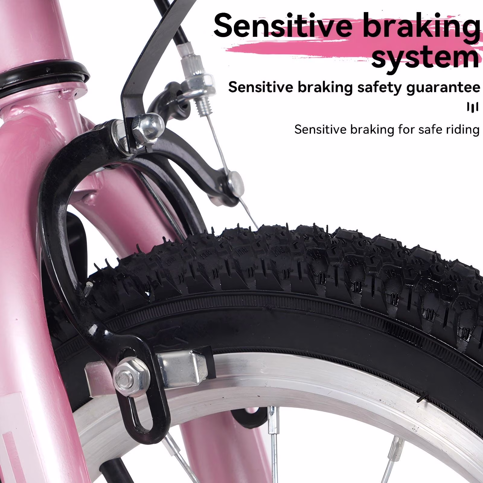 Aukfa 16-Inch Kids Bike for Boys & Girls Ages 4-8,Balance Bikewith Training Wheels, Coaster Brake & Front V-Brake,Pink - Image 2