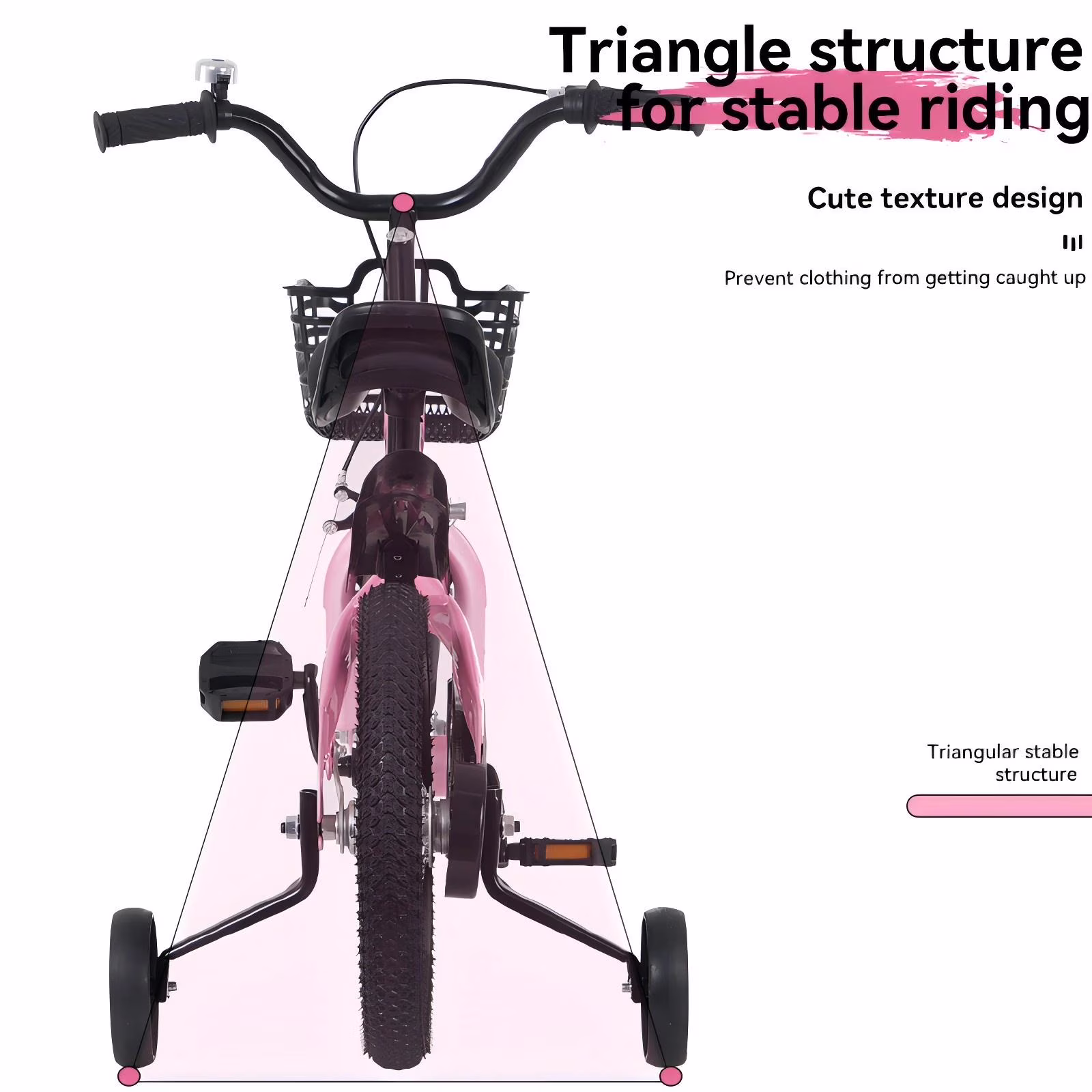 Aukfa 18-Inch Kids Bike for Boys & Girls Ages 5-10,Balance Bikewith Training Wheels, Coaster Brake & Front V-Brake,Pink - Image 3