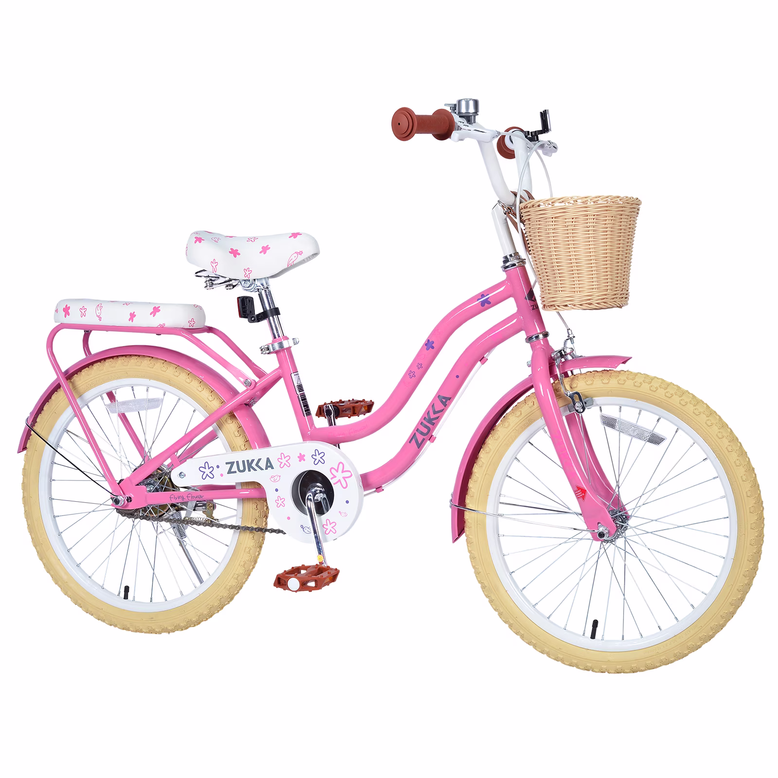 Aukfa 20" Girls Bike with Basket – Kids Bicycle for Ages 7-12, Front & Rear Brakes,Pink