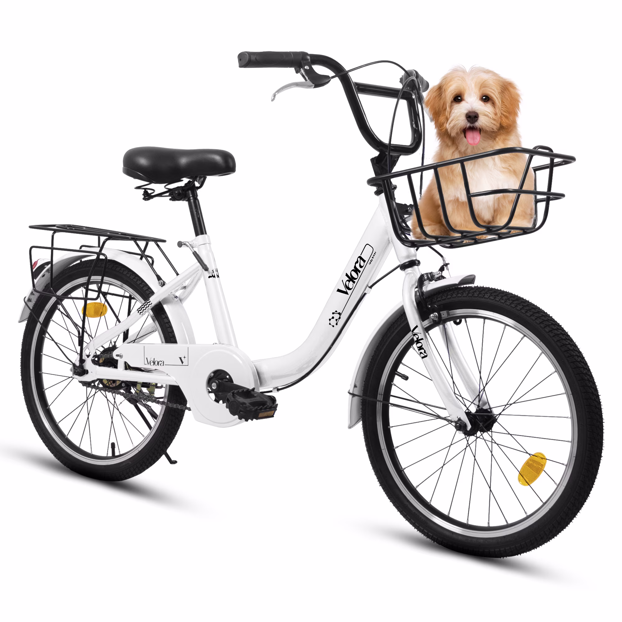 Aukfa 20" Kids Bike,Children's Bicycle with Coaster Brake & Rear Rack & V-Brake,White