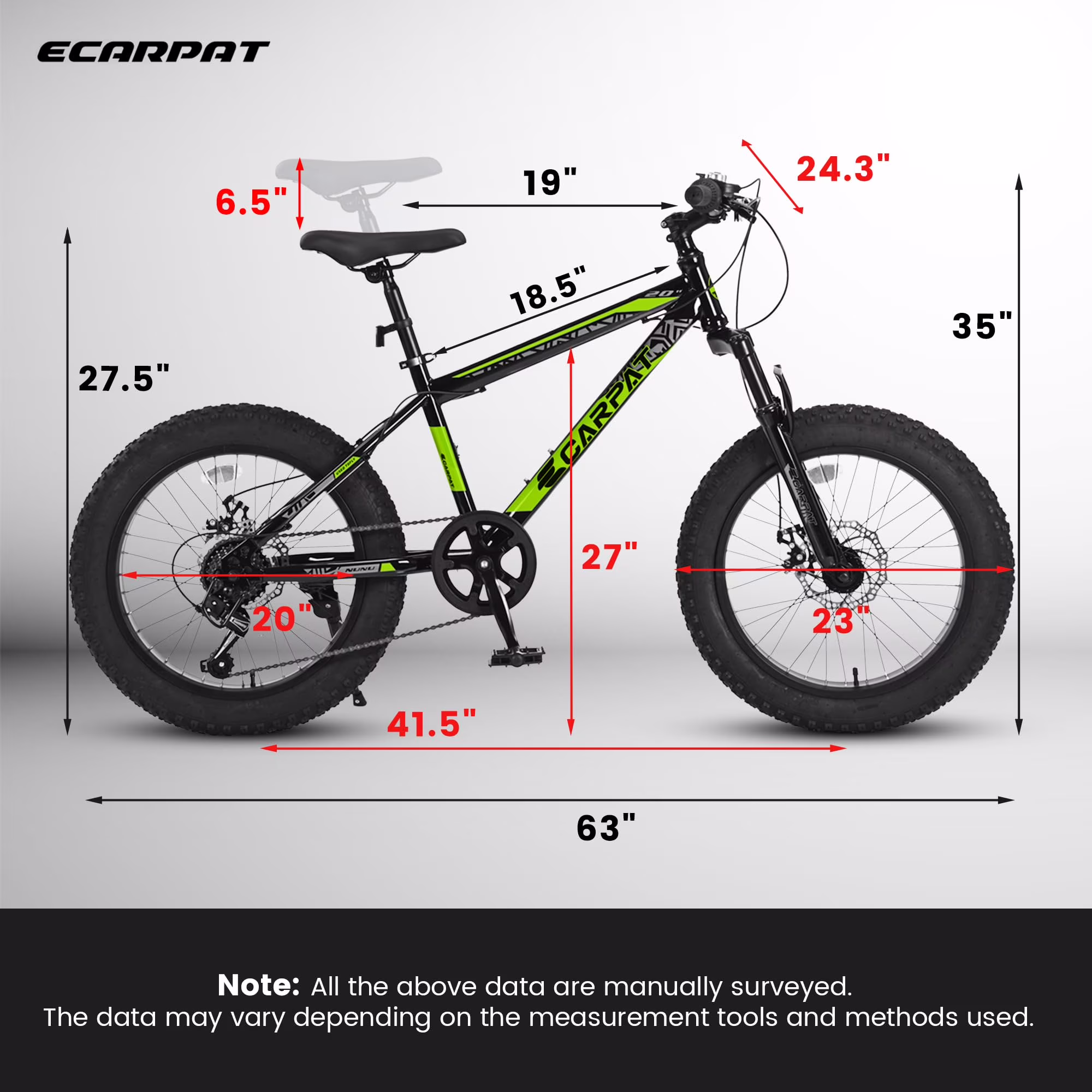 Aukfa 20" Kids Mountain Bike,7 Speed Teenager Children Kids' Bicycles,Green - Image 3