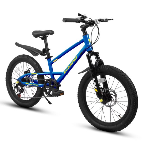 Aukfa 20" Mountain Bike for Boys Girls, 7-Speed Kids Bike with Front Disc Brake,Blue