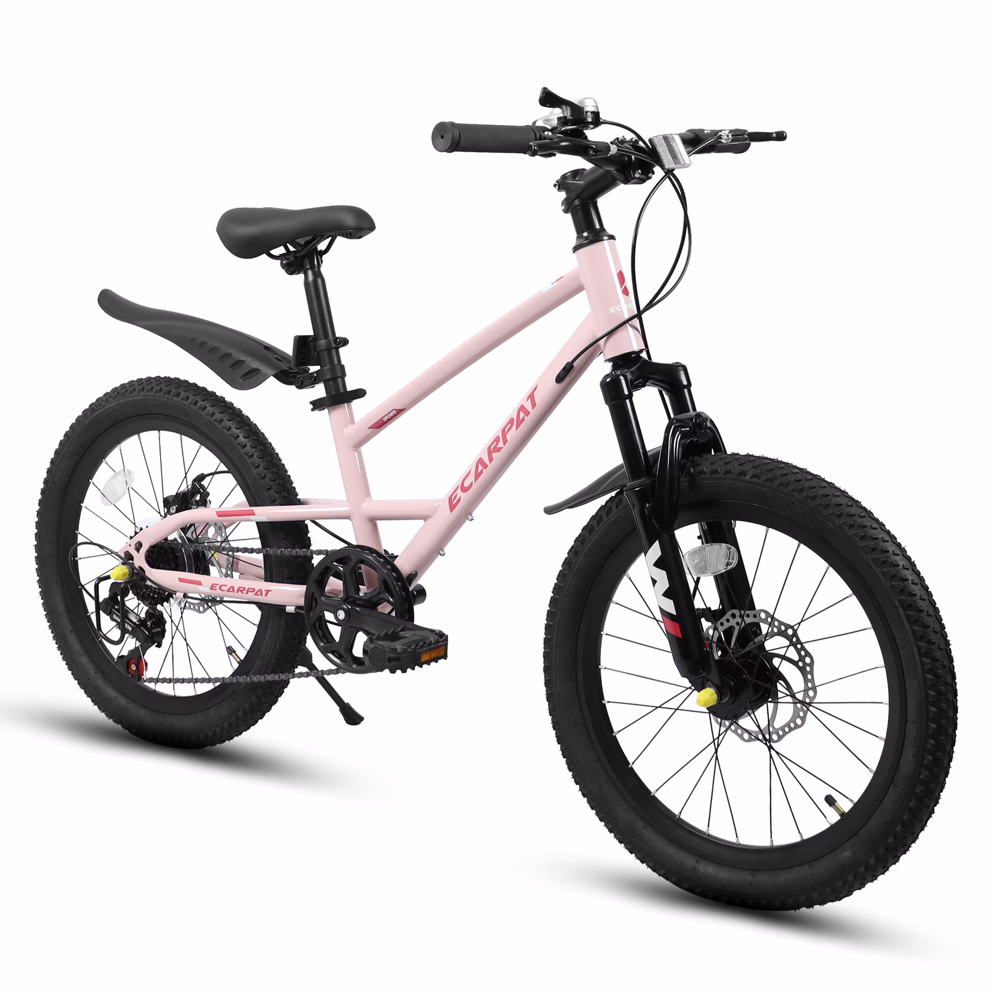 Aukfa 20" Mountain Bike for Boys Girls, 7-Speed Kids Bike with Front Disc Brake,Pink