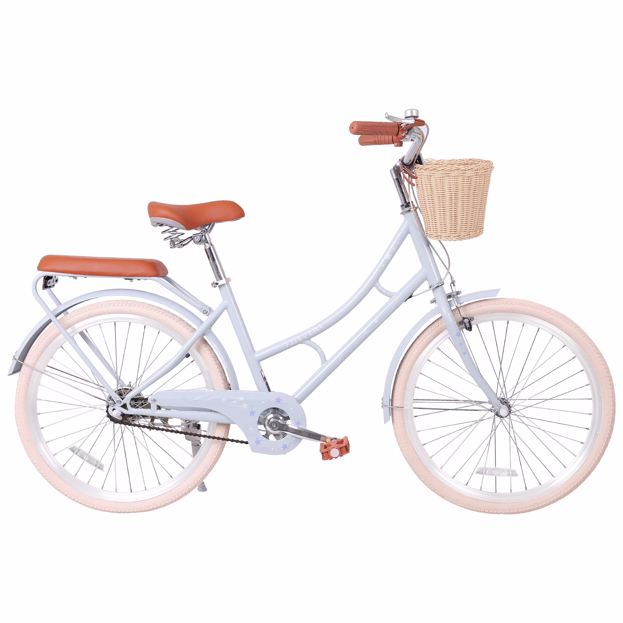 Aukfa 24" Beach Cruiser Bike with Basket & Rear Seat for Girls & Teens, Step-Through Comfort Bicycle Single Speed City Commuter,Blue - Image 3