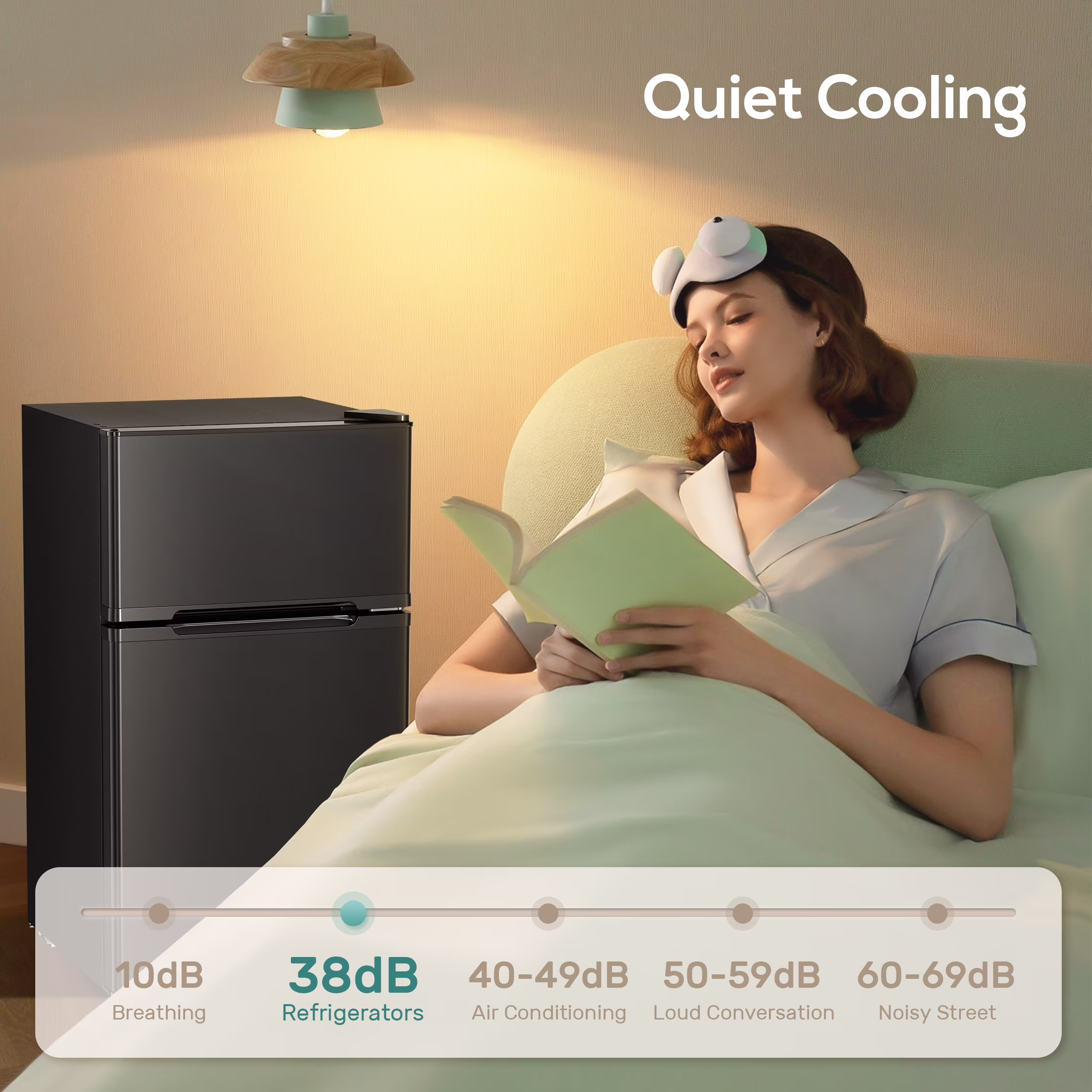 Auseo 3.1 Cu.Ft Double Door Mini Fridge with Freezer, Compact Retro Refrigerator for Dorm, Office, Bar, Bedroom, Black - Image 5
