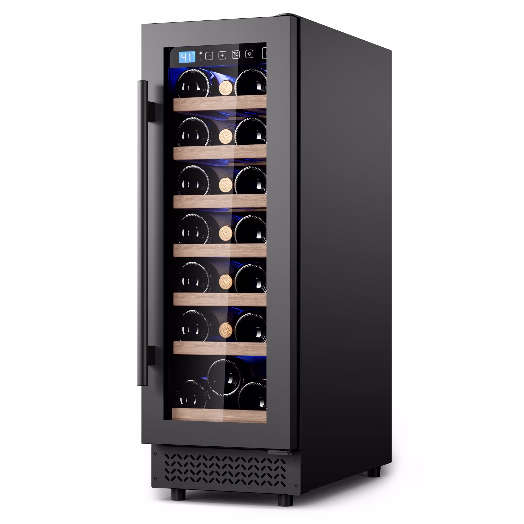AVAHUM 12 Inch 21-Bottle Under Counter Wine Refrigerator, Professional Built-In Wine Cooler, Round Handle