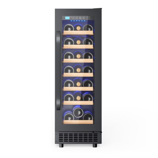 AVAHUM 12 Inch 21-Bottle Under Counter Wine Refrigerator, Slim Built-In or Freestanding Wine Cooler, Curved Handle