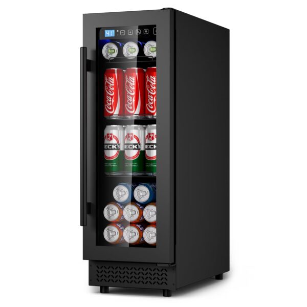 AVAHUM 12 Inch 60-Can Under Counter Beverage Refrigerator, Professional Built-In Drink Cooler, Round Handle