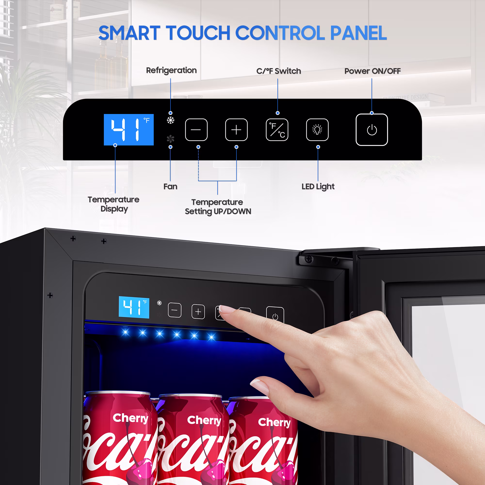 AVAHUM 12 Inch 60-Can Under Counter Beverage Refrigerator, Slim Built-In or Freestanding Drink Cooler, Stainless Steel - Image 3