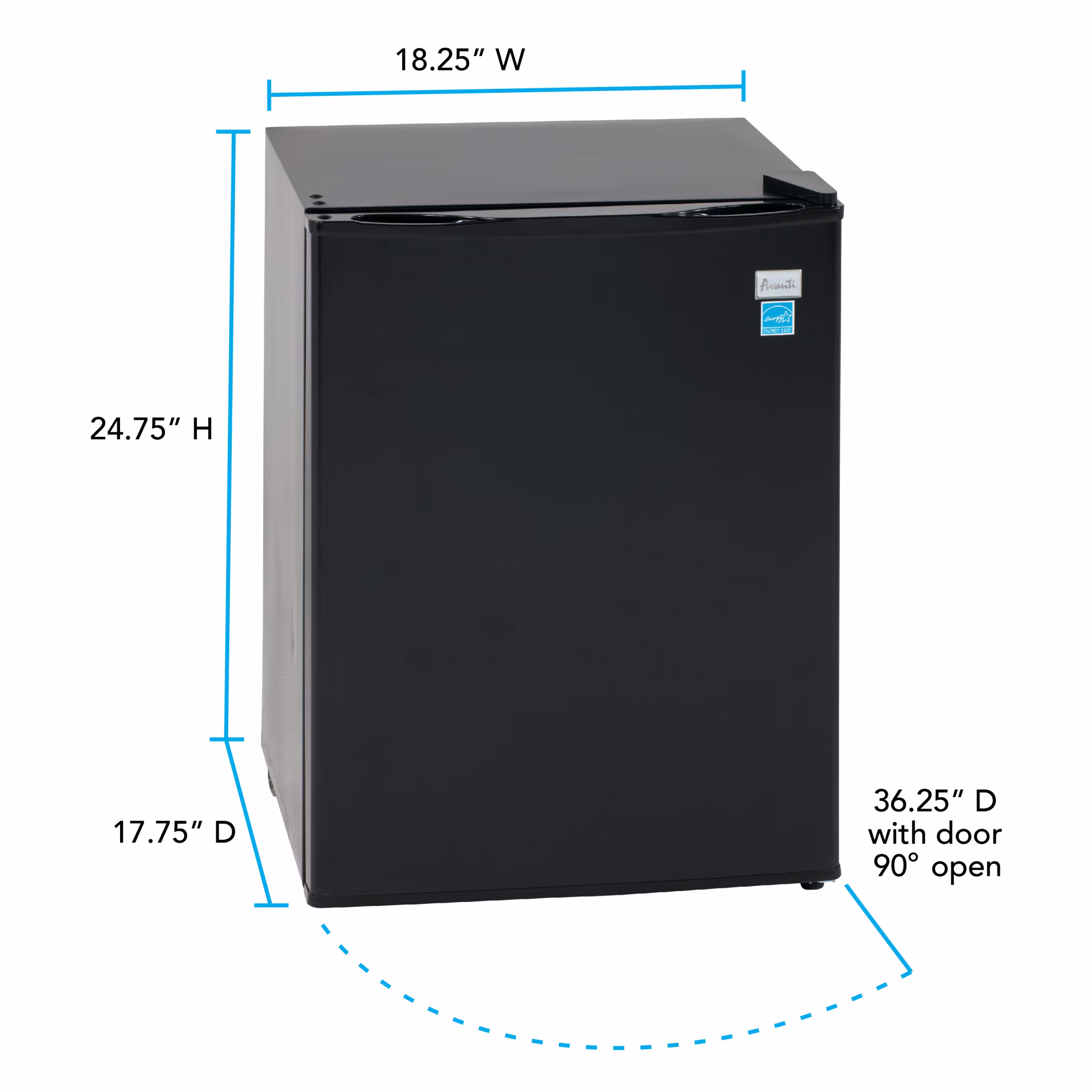 Avanti 2.4 cu. ft. Compact Refrigerator, Mini-Fridge, in Black (RM24T1B) - Image 2