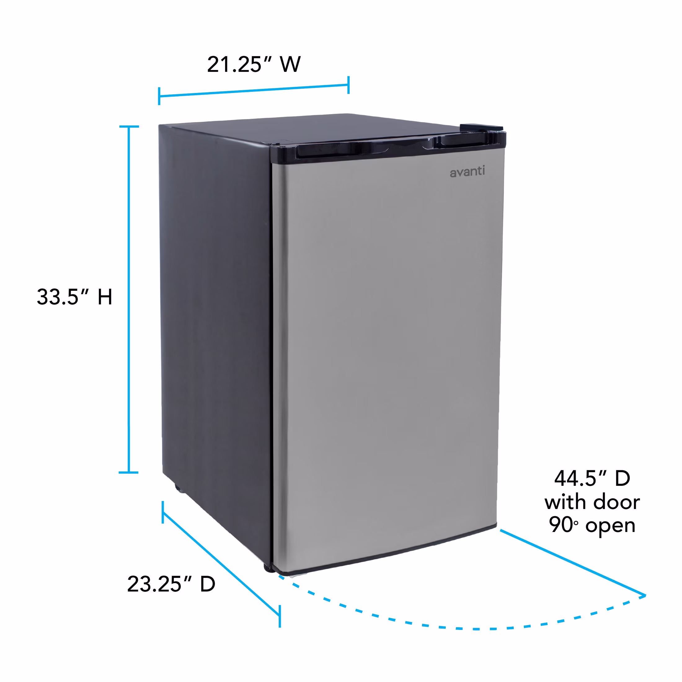 Avanti Compact Refrigerator with True Freezer, Adjustable Glass Shelves, Reversible Door, 4.5 cu. ft., in Stainless Steel (RMX45B3S) - Image 5