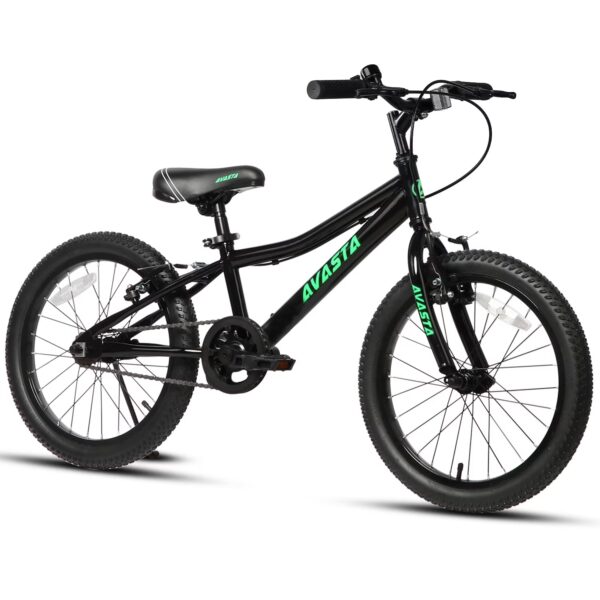 AVASTA Bilbo 20 Inch Kids Bike for Boys Girls 6-12 Years Old, Retro Style High Carbon Steel Bicycle with Adjustable Handlebars and Seat, Dual V-Brakes, Kickstand, Black