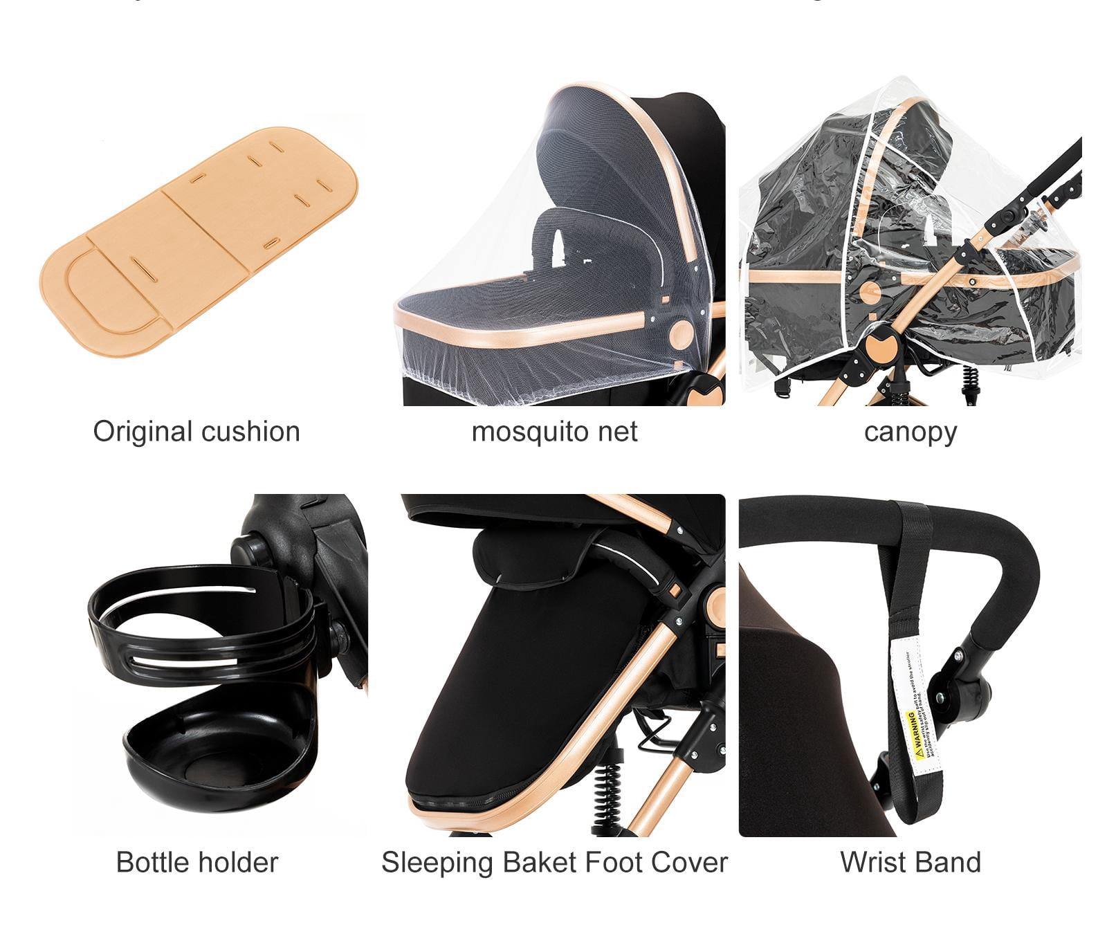Baby Stroller Foldable Pram & Baby Pushchair with Reversible Bassinet for Newborns and Toddlers,Easy Fold Lightweight,Unisex(Black)) - Image 2
