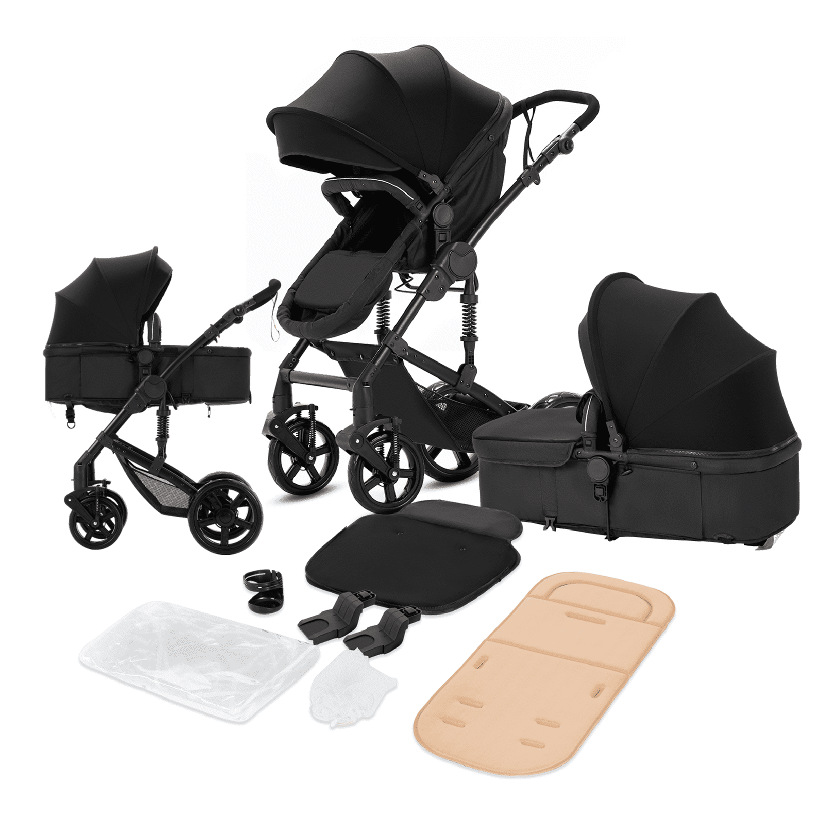 Baby Stroller Foldable Pram & Baby Pushchair with Reversible Bassinet for Newborns and Toddlers,Easy Fold Lightweight,Unisex(Black))
