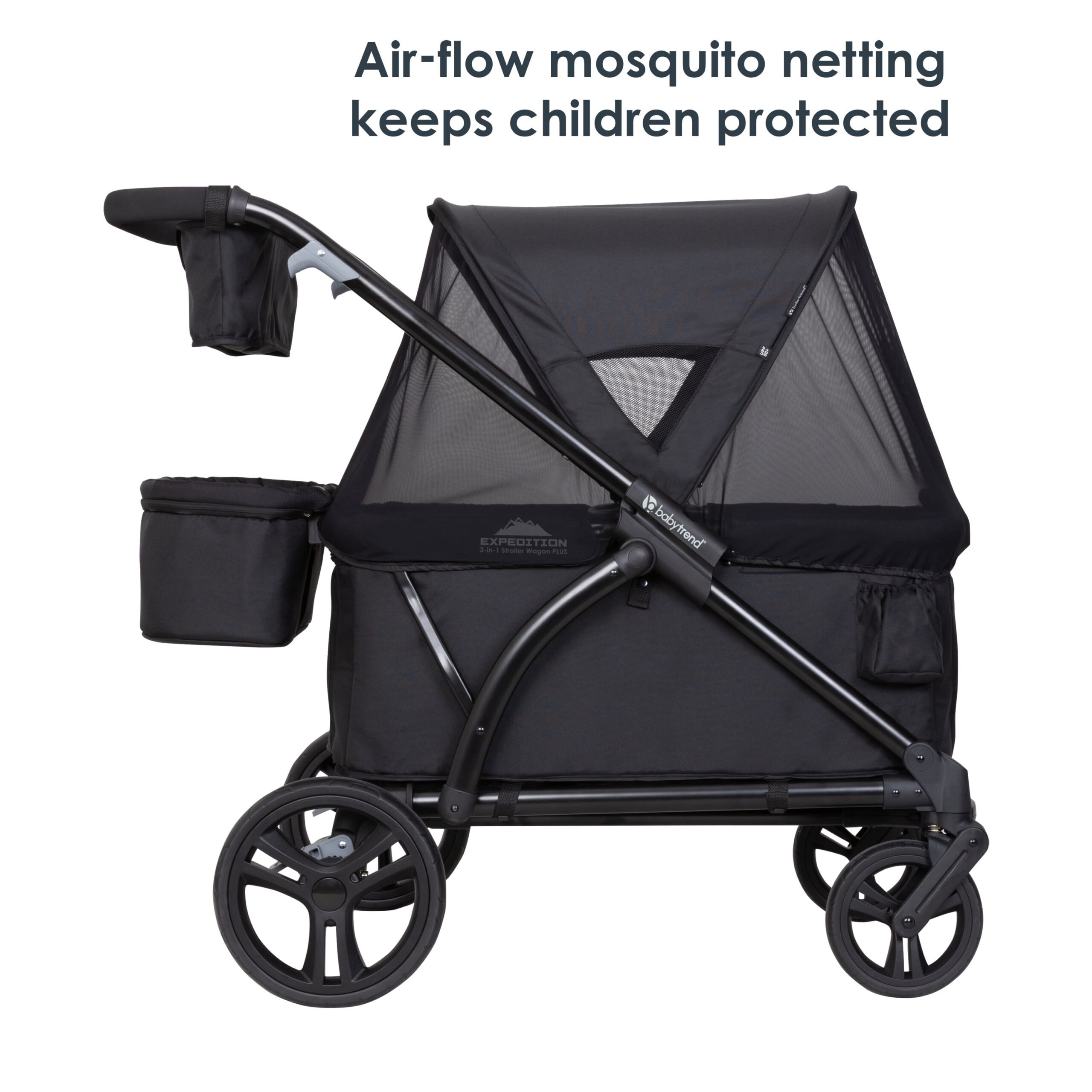 Baby Trend Expedition 2-in-1 Stroller Wagon Plus, Ultra Black - Image 3