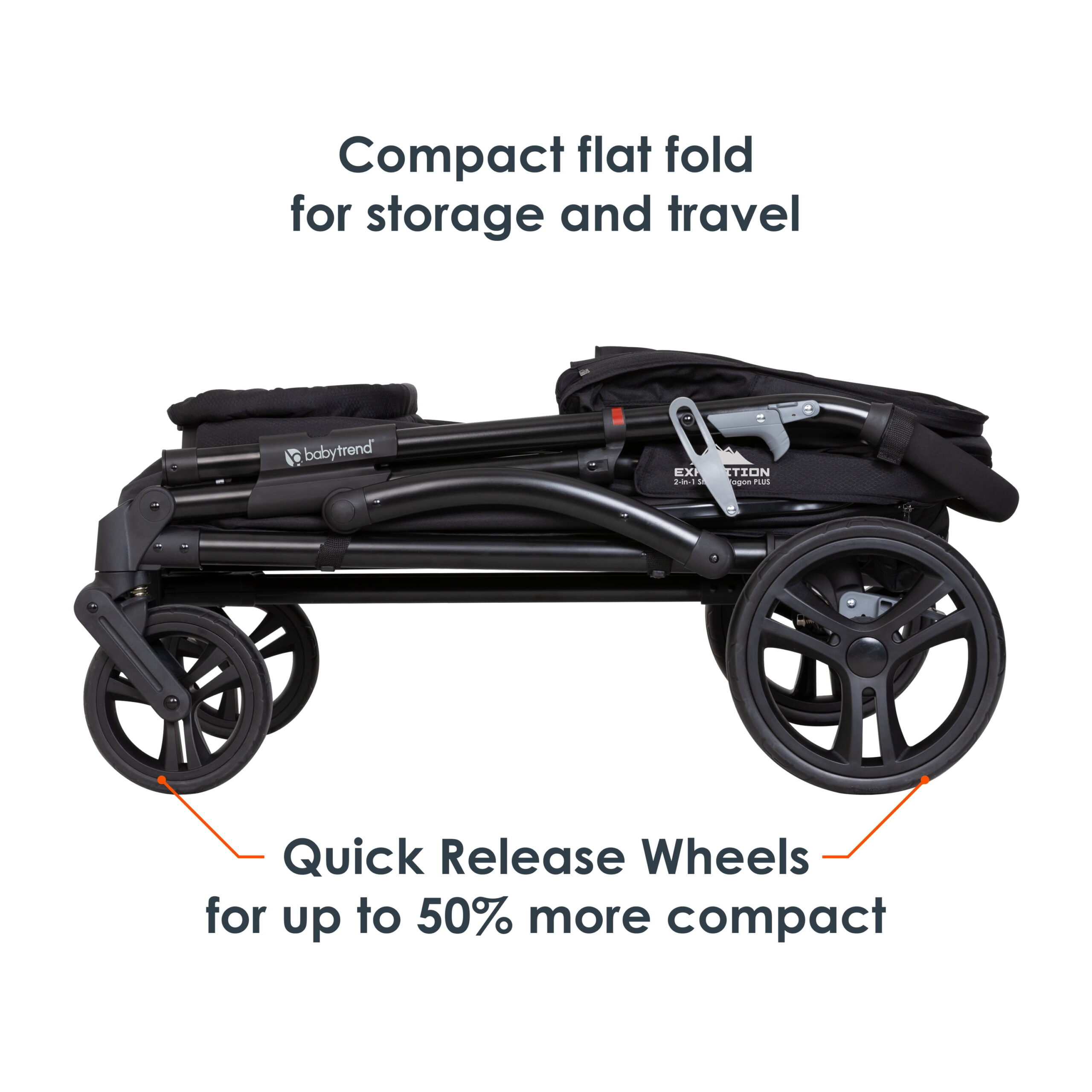 Baby Trend Expedition 2-in-1 Stroller Wagon Plus, Ultra Black - Image 2