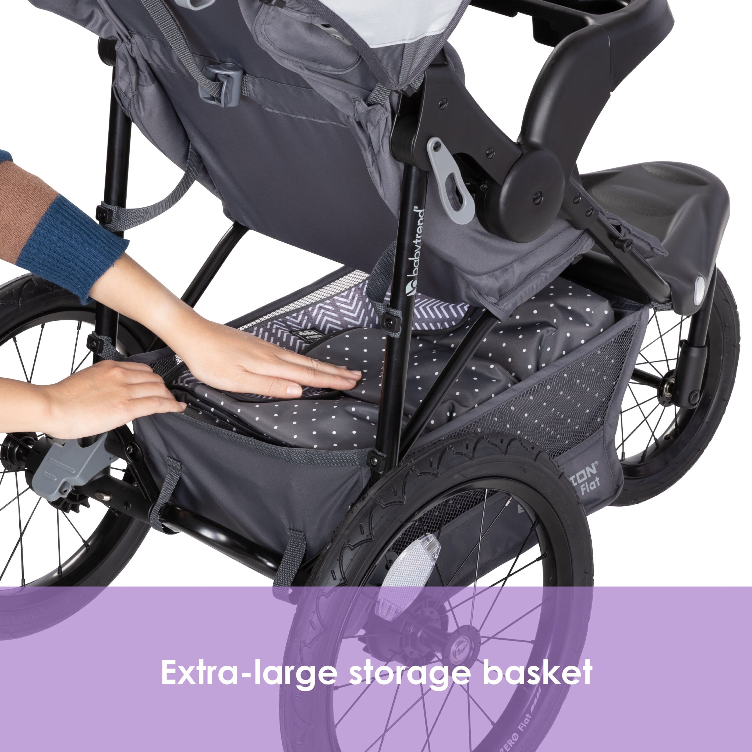 Baby Trend Expedition Zero Flat Jogging Stroller with LED Lights, Dash Grey - Image 2