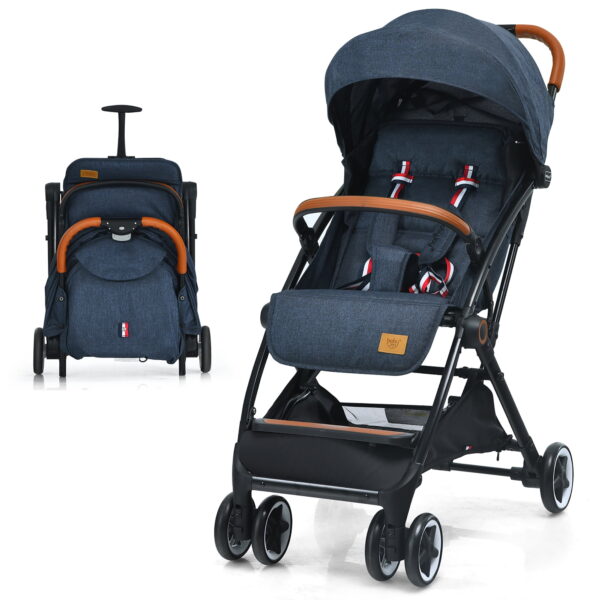Babyjoy Lightweight Baby Stroller Aluminium Frame with Net for Travel 15 lbs Blue