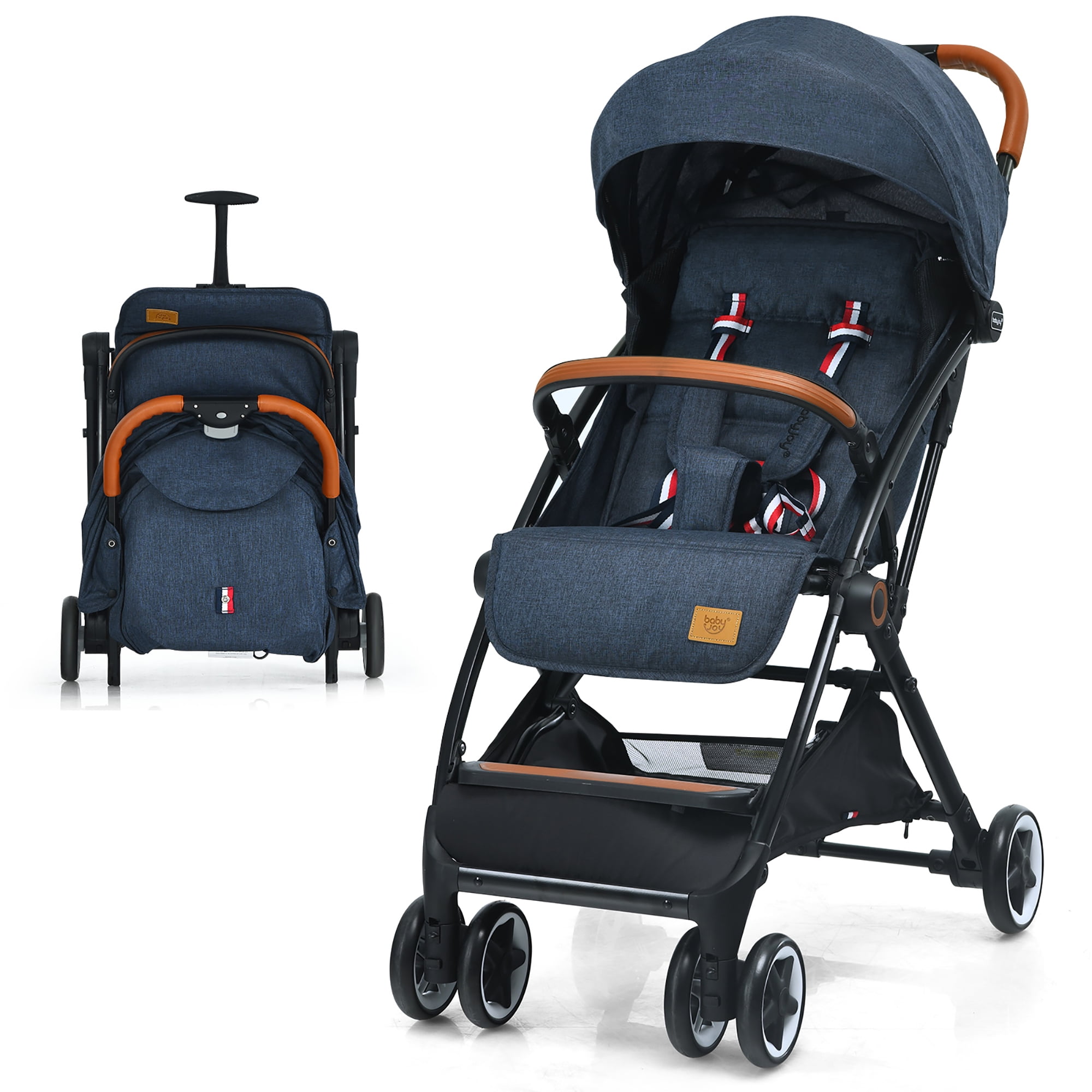 Babyjoy Lightweight Baby Stroller Aluminium Frame with Net for Travel 15 lbs Blue