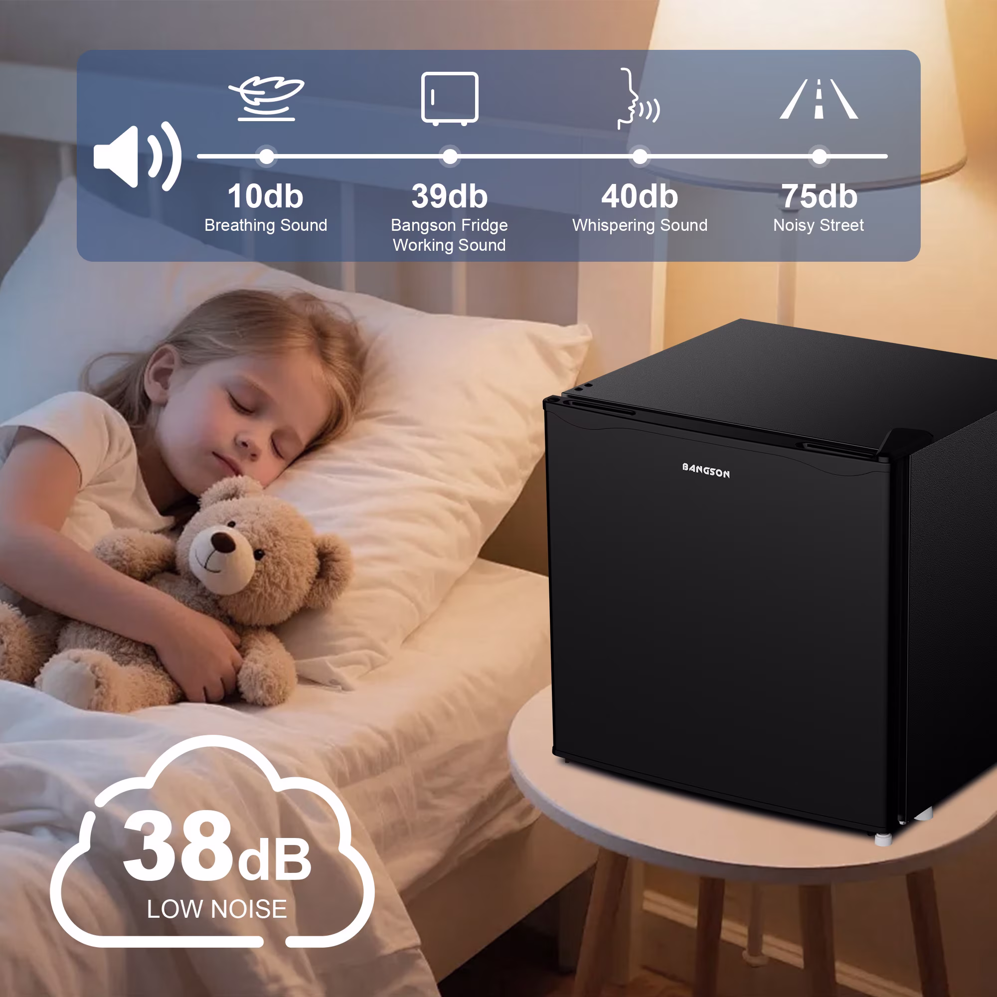 Bangson 1.7 Cu.Ft Compact Refrigerator with Freezer, Energy Saving Low Noise Mini Fridge, Single Door Small Fridge for Office Dorm Bedroom, Black - Image 3