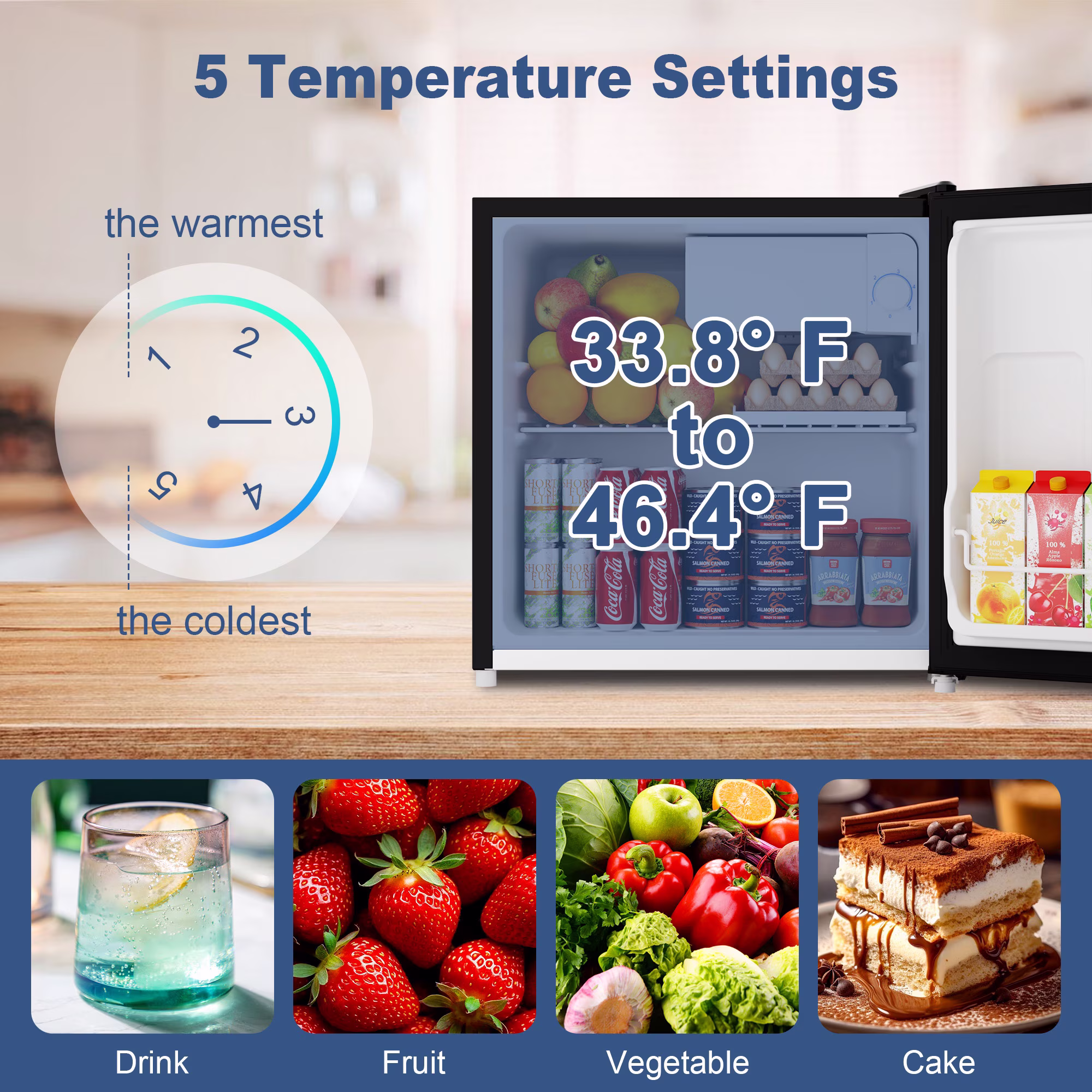 Bangson 1.7 Cu.Ft Compact Refrigerator with Freezer, Energy Saving Low Noise Mini Fridge, Single Door Small Fridge for Office Dorm Bedroom, Black - Image 5