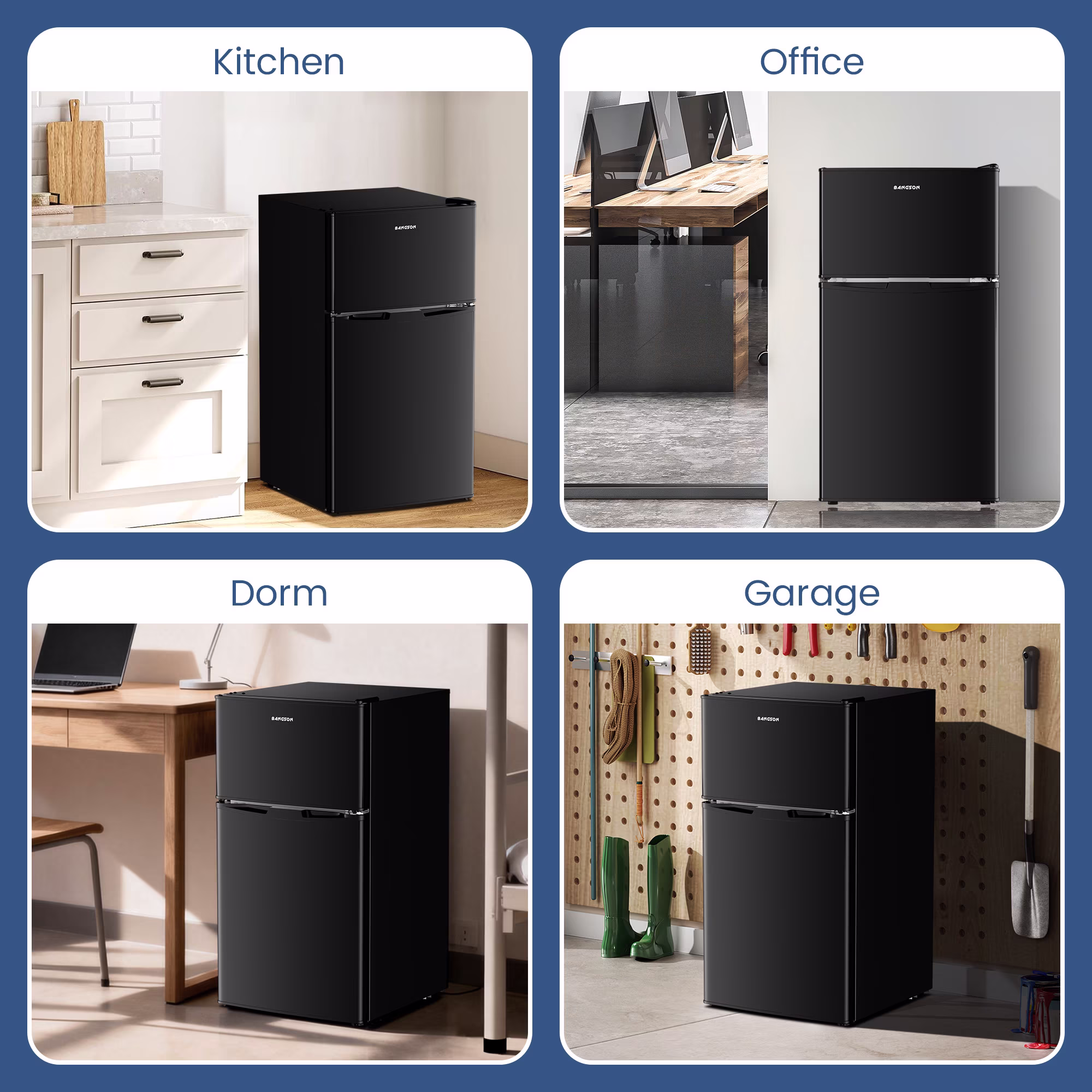 BANGSON 3.2 Cu.Ft Small Refrigerator with Freezer, 2-Door Mini Fridge for Dorm, Apartment, Garage & Office, Energy Efficient, Low Noise Operation,Black - Image 4