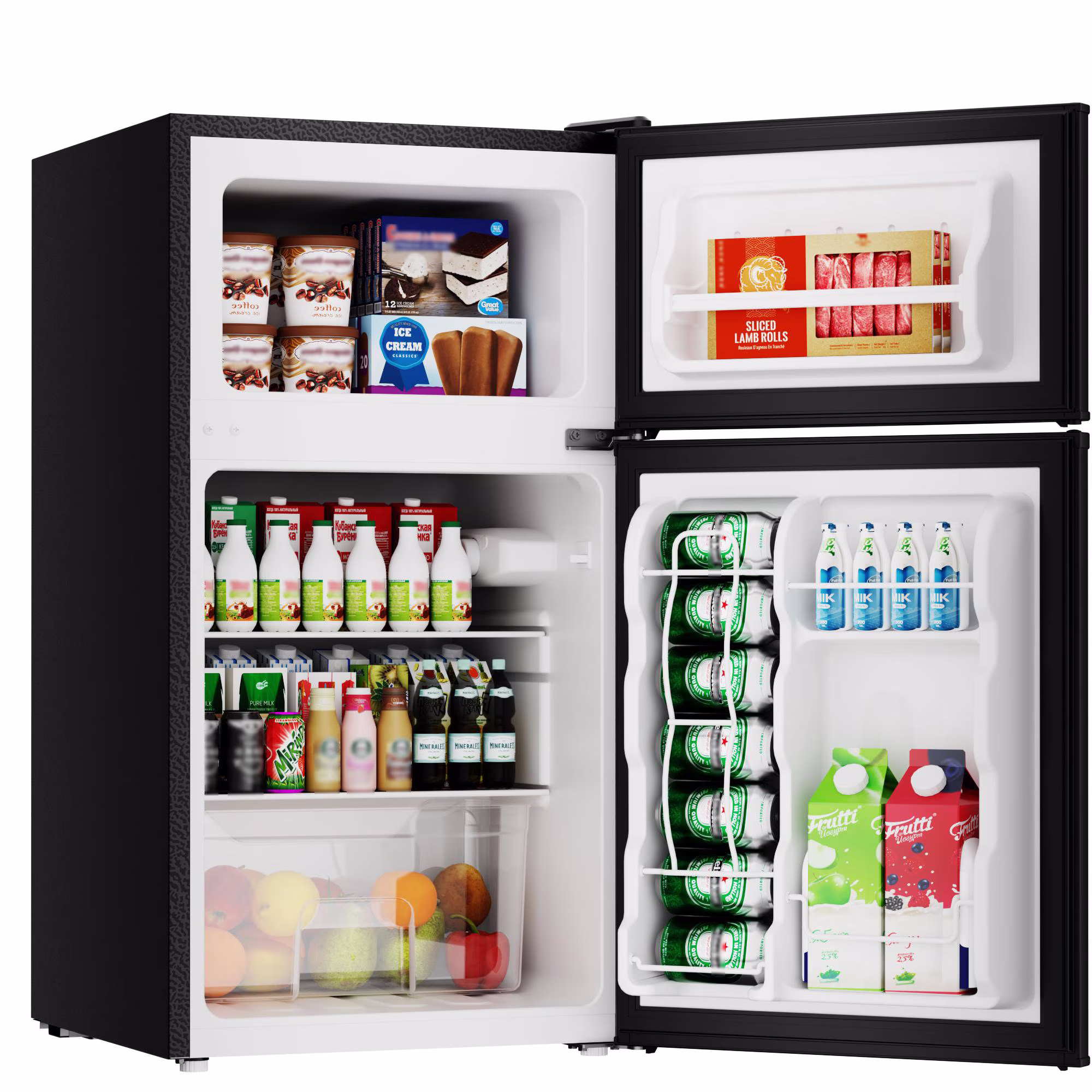 BANGSON 3.2 Cu.Ft Small Refrigerator with Freezer, 2-Door Mini Fridge for Dorm, Apartment, Garage & Office, Energy Efficient, Low Noise Operation,Black