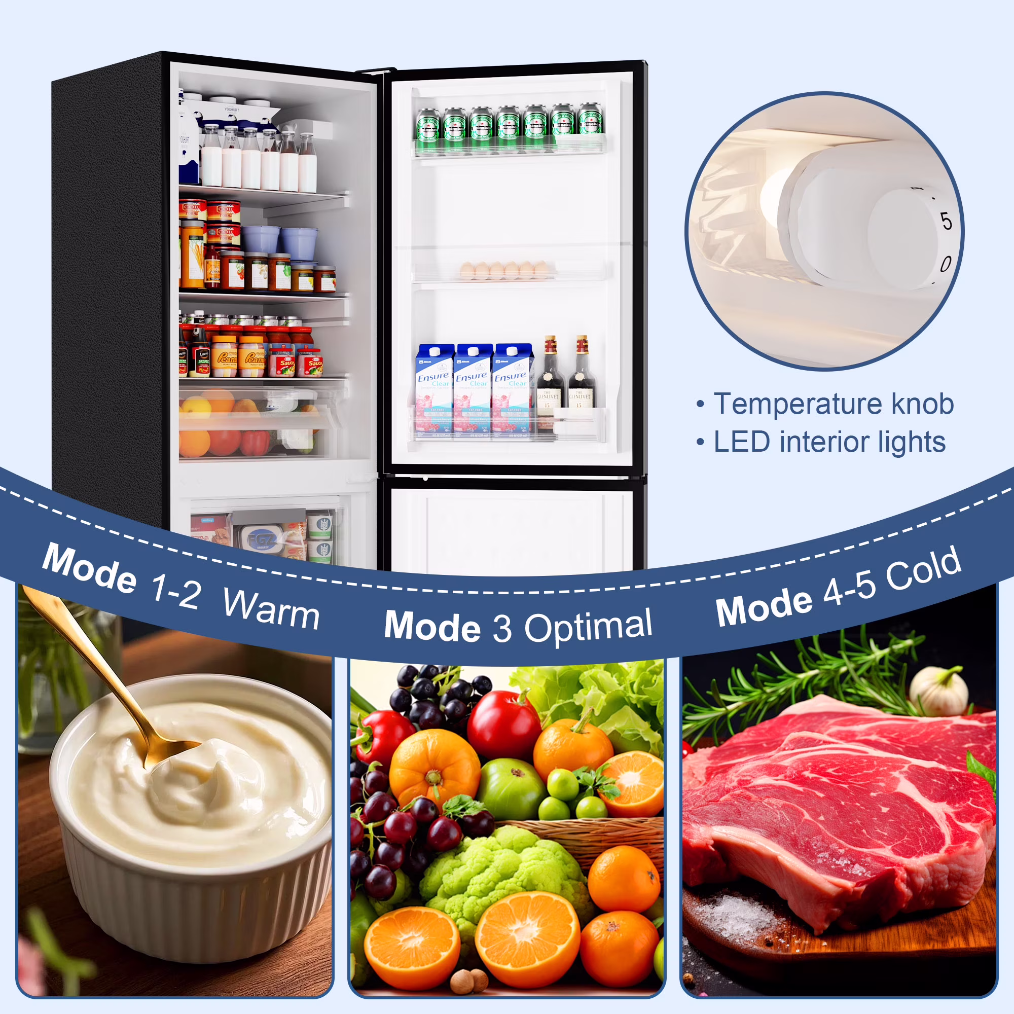 Bangson 7.1 Cu.ft Bottom Freezer Refrigerator for Apartments, Energy Efficient, Adjustable Thermostat, Large Capacity, Low Noise,Silver - Image 3
